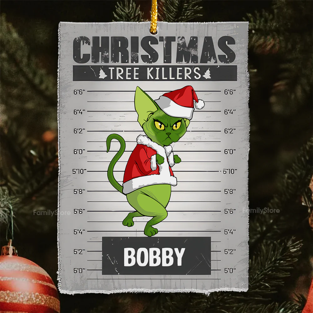 Christmas Tree Killer Grinch Cats- Gift For Cat Lover, Pet Lovers - Personalized Acrylic Ornament - CL16 NH96 - Image 4