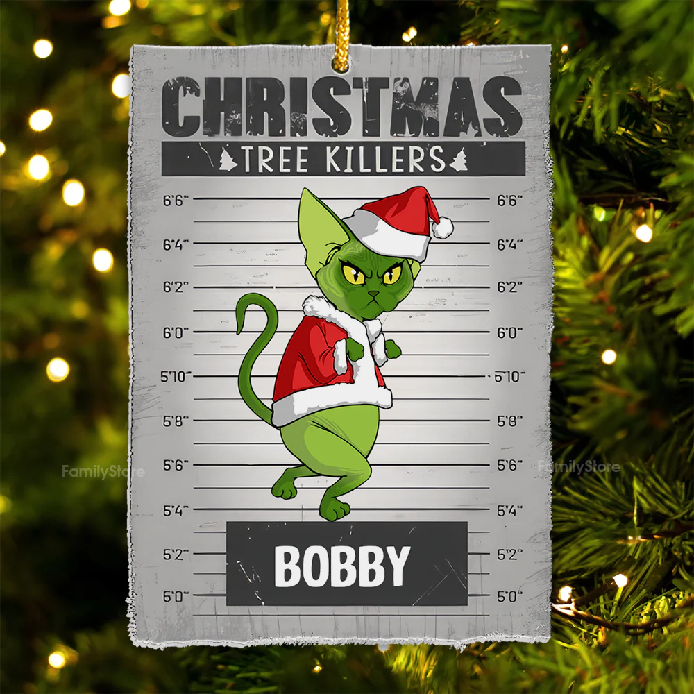 Christmas Tree Killer Grinch Cats- Gift For Cat Lover, Pet Lovers - Personalized Acrylic Ornament - CL16 NH96 - Image 5