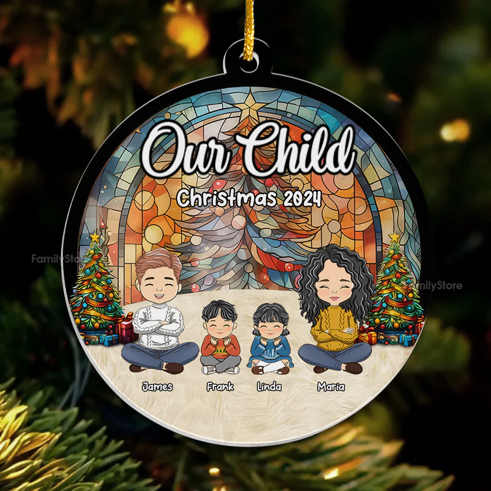 Christmas With Our Child - Personalized Acrylic Ornament - Gift For Family Members - CL35 NA94 - Image 3