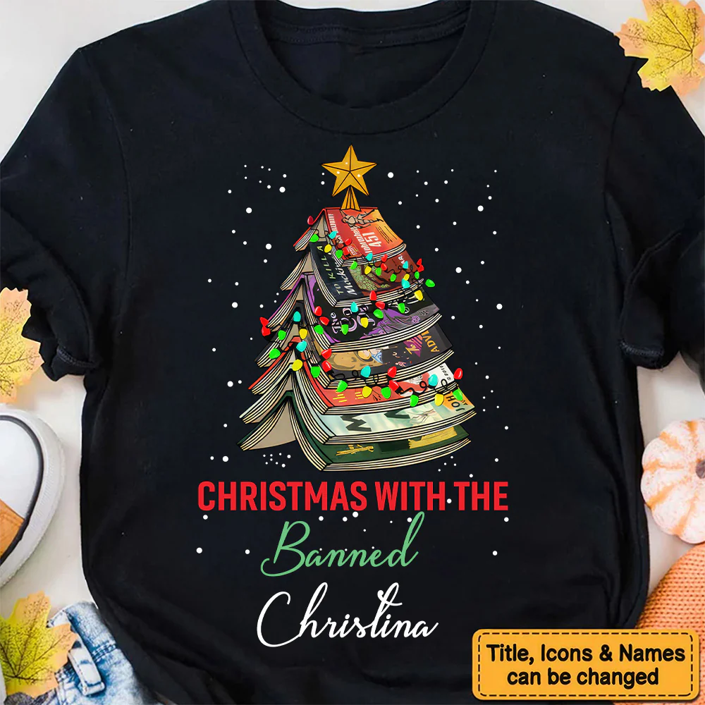 Christmas With The Banned - Personalized T-shirt - Gift For Book Lovers, Christmas HH01 - Image 2