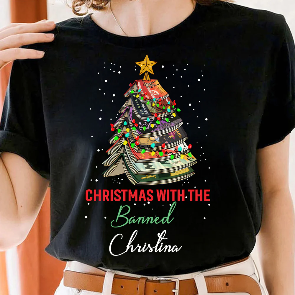 Christmas With The Banned - Personalized T-shirt - Gift For Book Lovers, Christmas HH01 - Image 4