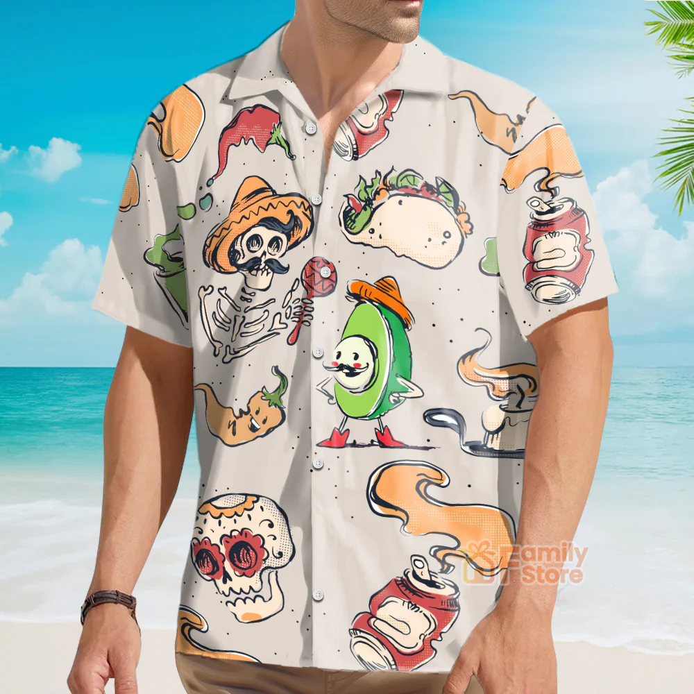 Funny Taco Shirt Cinco De Mayo Cream Color - Hawaiian Shirt - Image 3