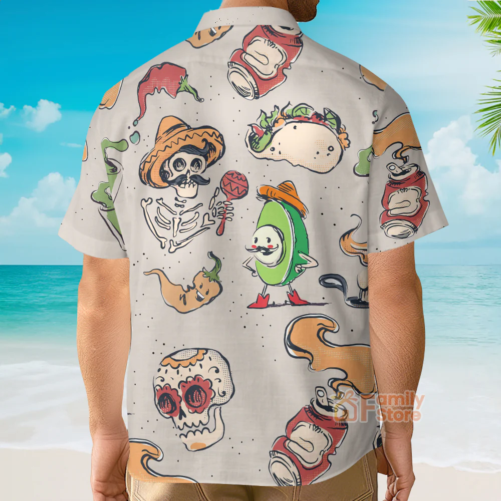 Funny Taco Shirt Cinco De Mayo Cream Color - Hawaiian Shirt - Image 4