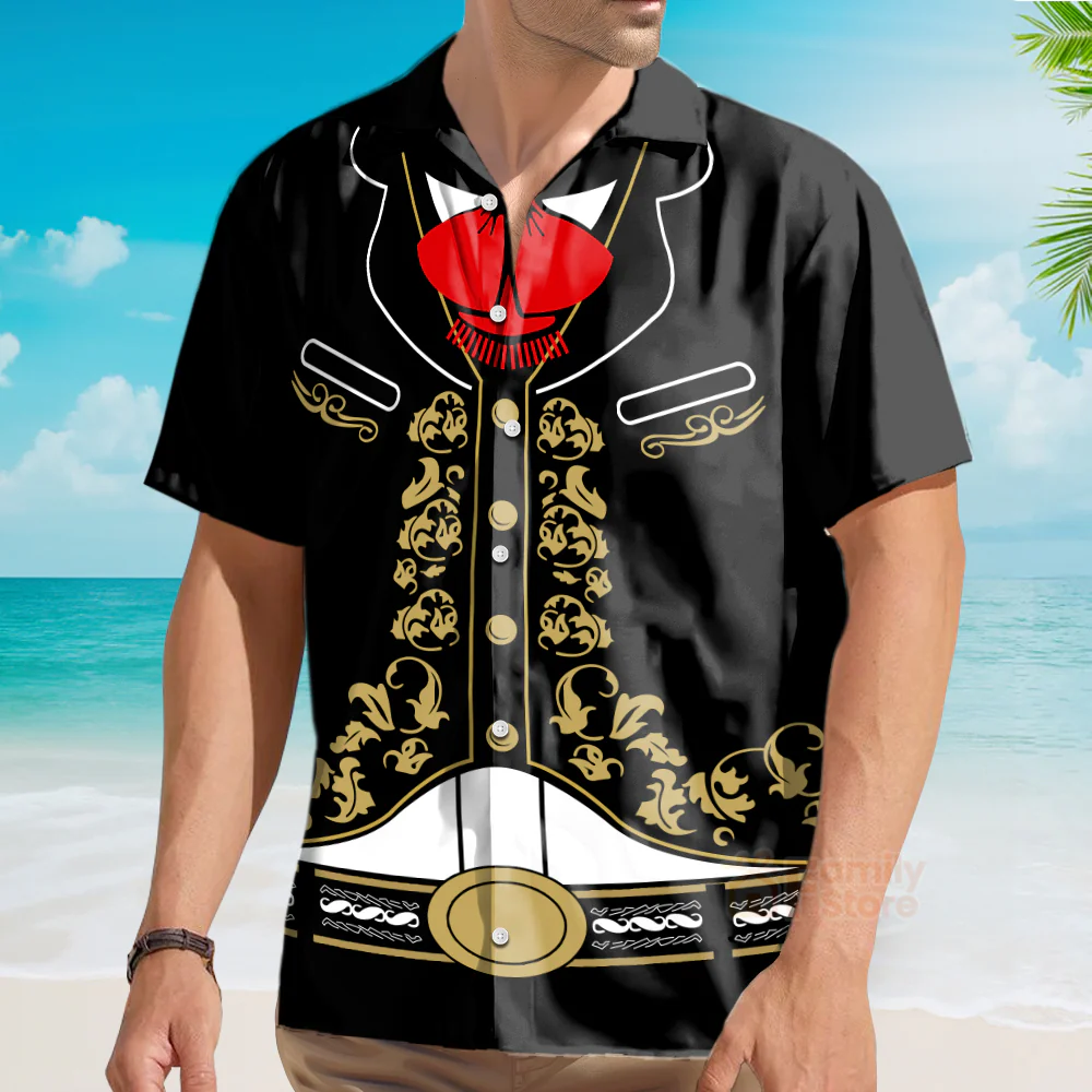 Cinco de Mayo Mariachi Mexico Costume Cartoon Hawaiian Shirt - Image 3