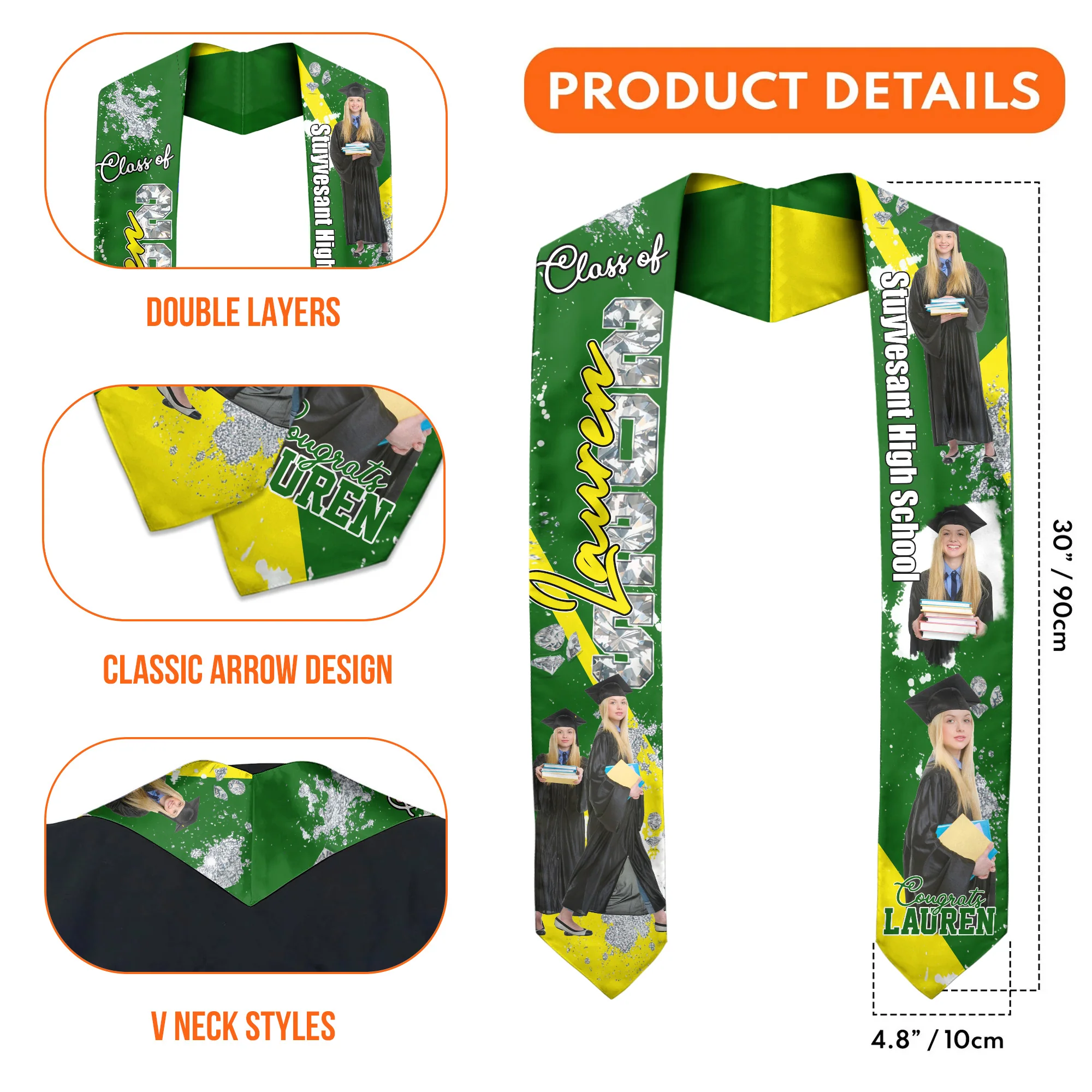 Class Of 2025 Congratulations Graduation - Personalized Graduation Stoles - Graduation Gift, Senior Gift | Custom Photo NH96 - Image 6