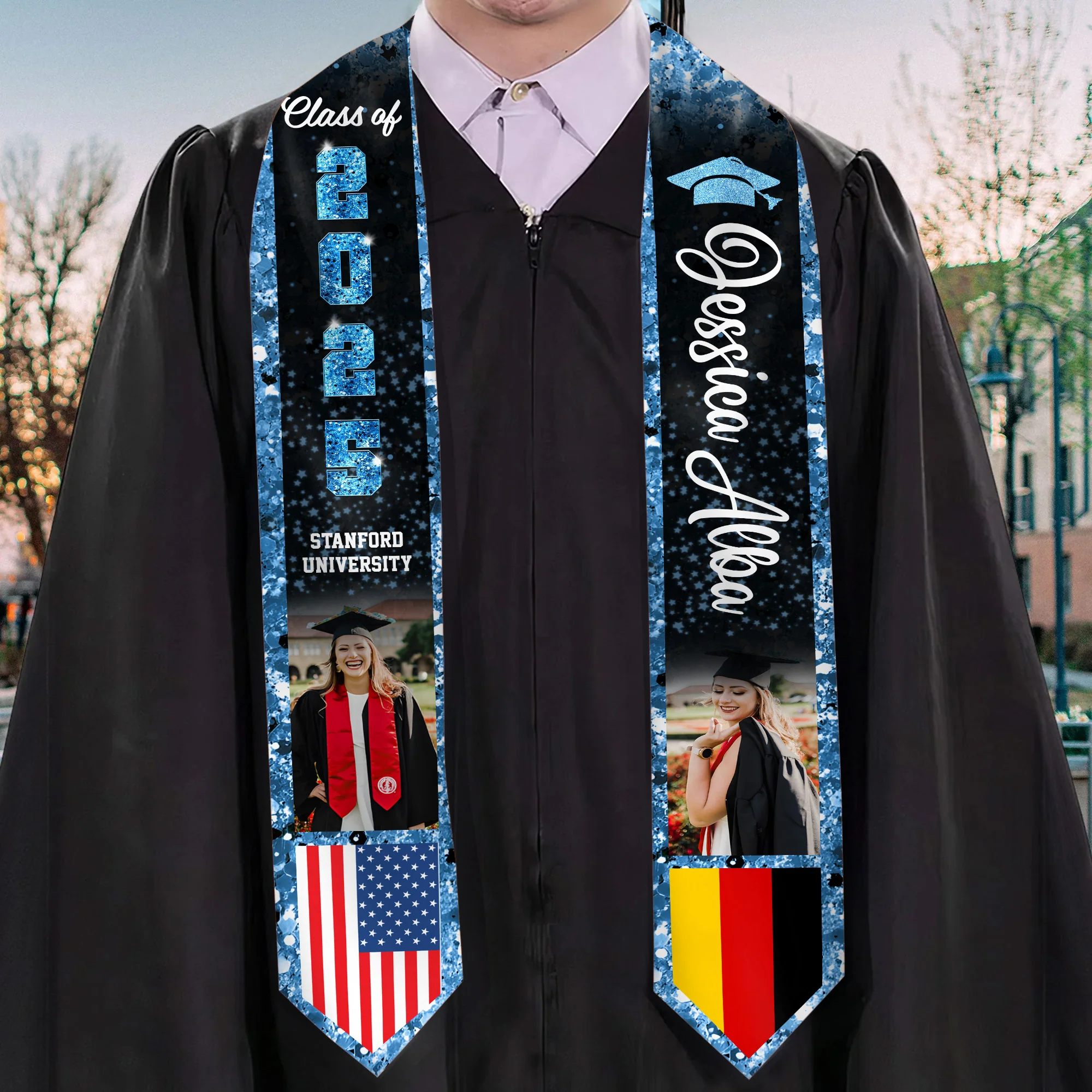 Class of 2025 Custom Flag - Personalized Graduation Stoles - Graduation Gift, Senior Gift | Custom Photo NH96 - Image 2