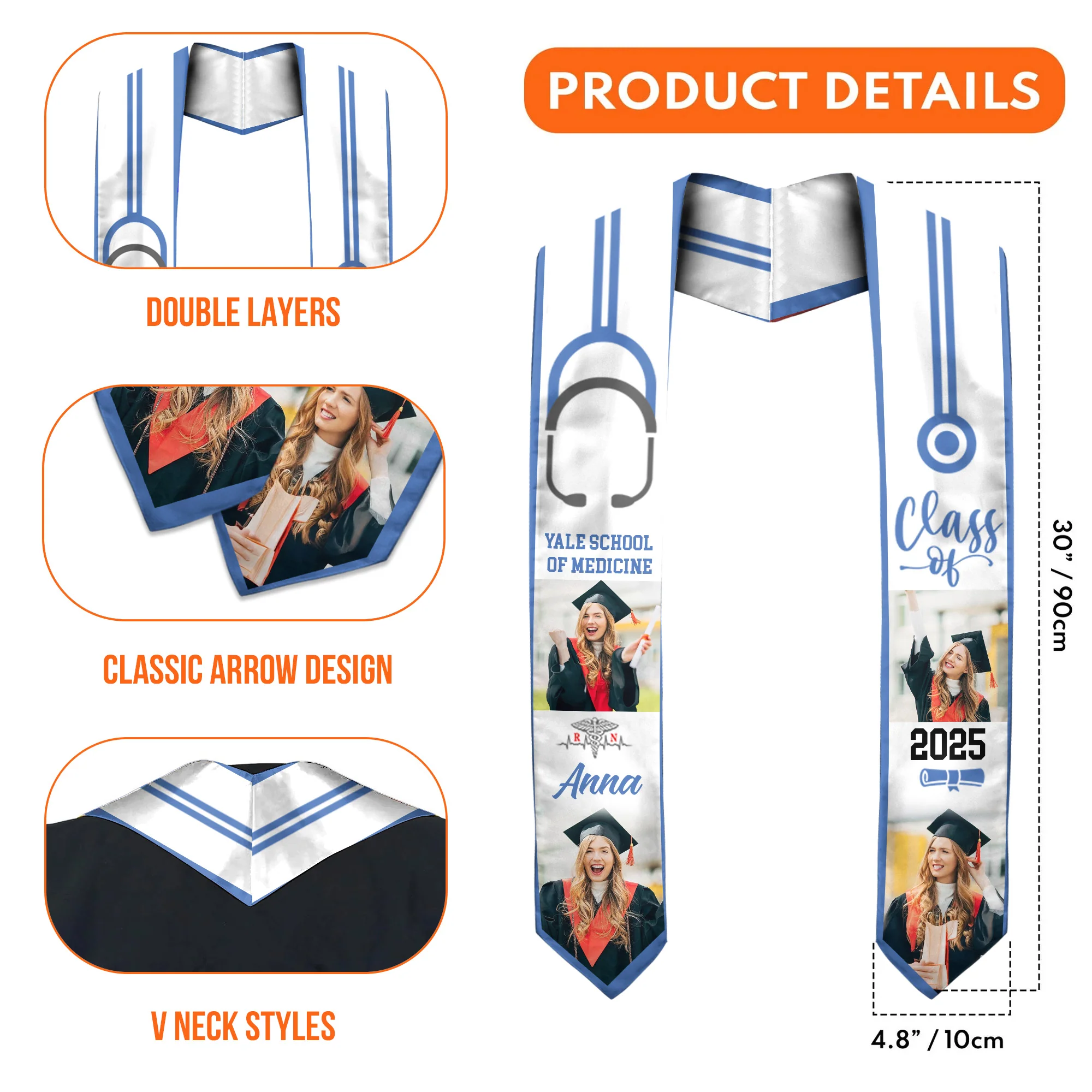 Class Of Nurses 2025 - Personalized Graduation Stoles - Graduation Gift, Senior Gift | Custom Photo NH96 - Image 5