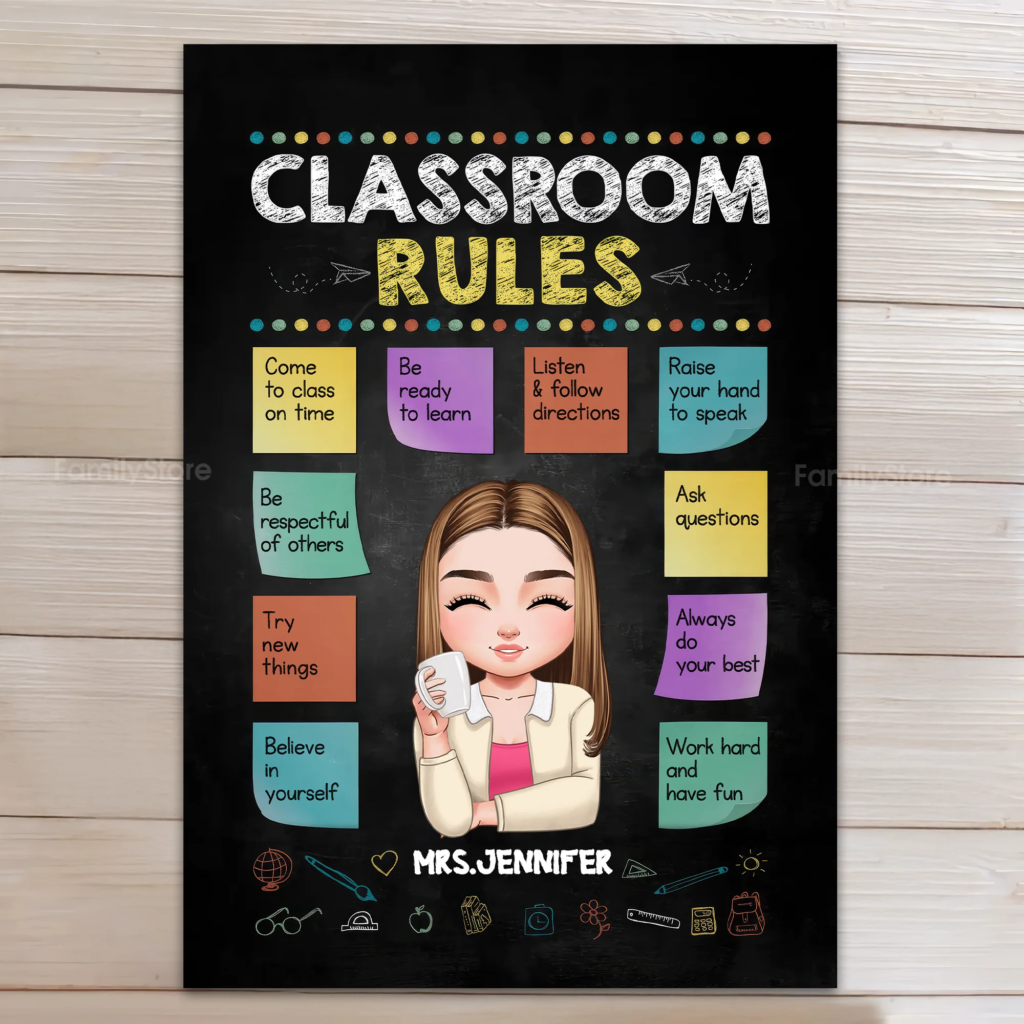 Classroom Rules Optimistic Bulletin Board - Personalized Door Wood Sign - Gift For Teacher, Classroom Decor | CLTC05 HD95 - Image 3