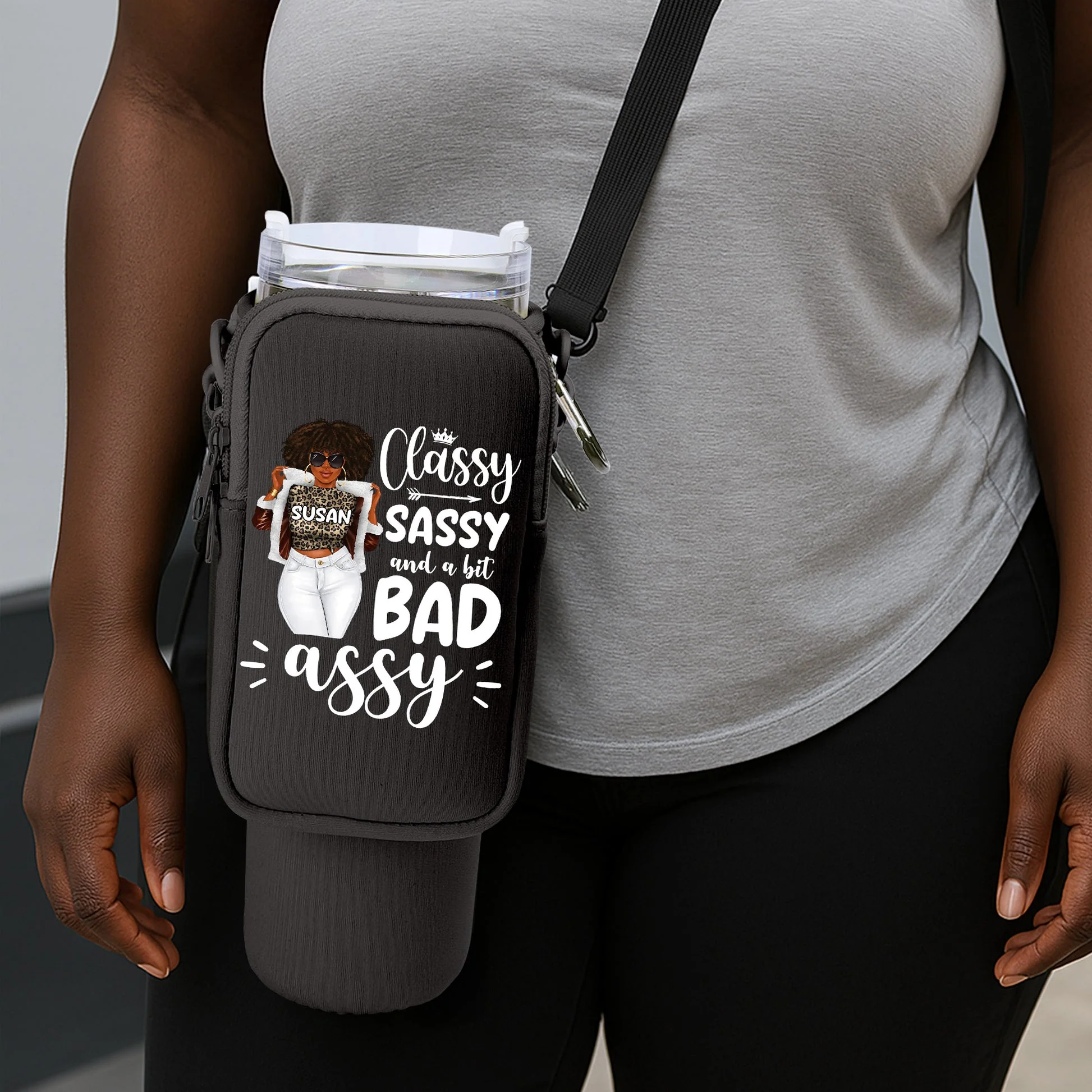 Classy Sassy And A Bit Bad Assy - Personalized Tumbler Holder Bag – Gift For Black Women | GR.3 HH01 - Image 3
