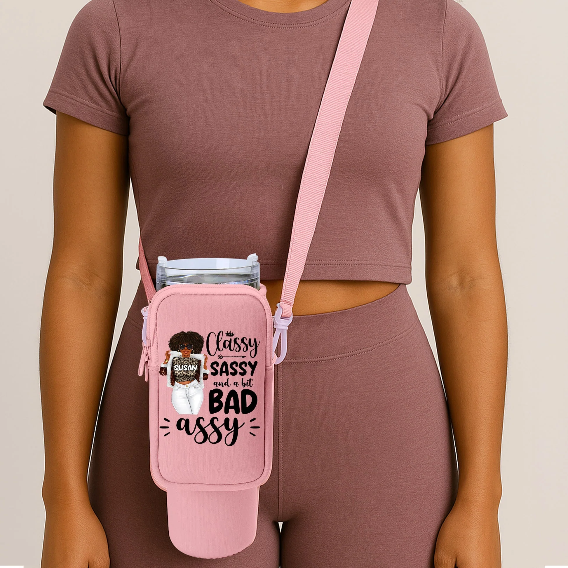 Classy Sassy And A Bit Bad Assy - Personalized Tumbler Holder Bag – Gift For Black Women | GR.3 HH01 - Image 4