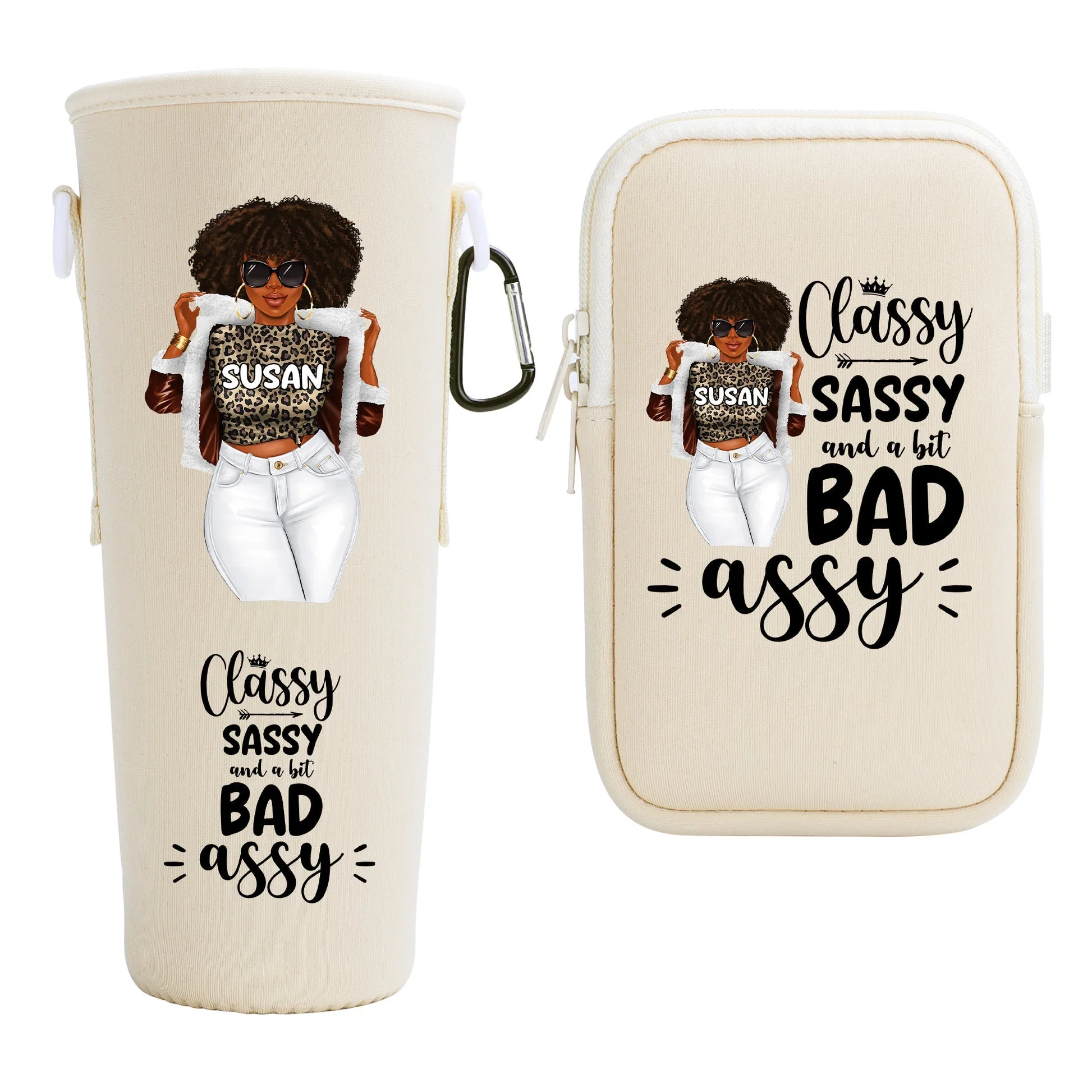 Classy Sassy And A Bit Bad Assy - Personalized Tumbler Holder Bag – Gift For Black Women | GR.3 HH01 - Image 6