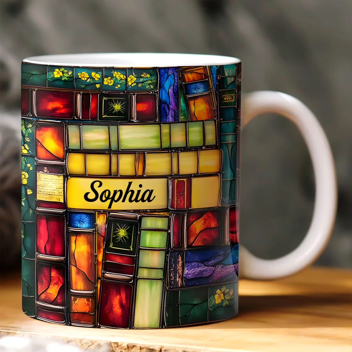 Colorful Books Dream - Personalized White Edge-to-Edge Mug - Gift For Book Lovers, Readers, Women HN02