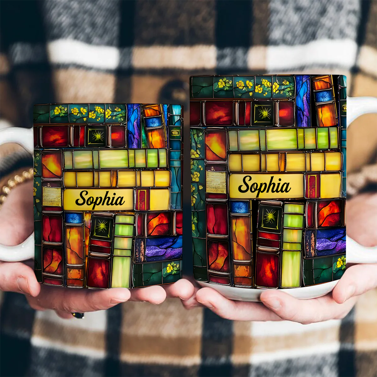 Colorful Books Dream - Personalized White Edge-to-Edge Mug - Gift For Book Lovers, Readers, Women HN02 - Image 4