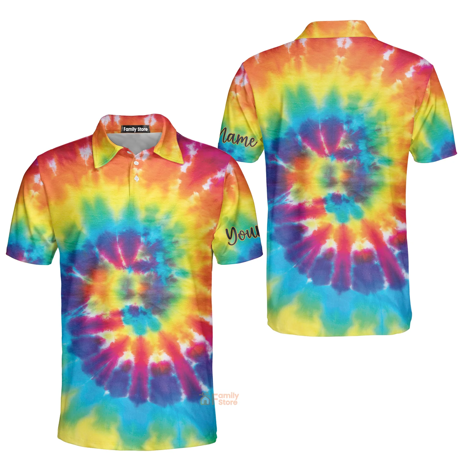 Personalized Colorful Tie Dye Background Golf Men Polo Shirt - Image 3