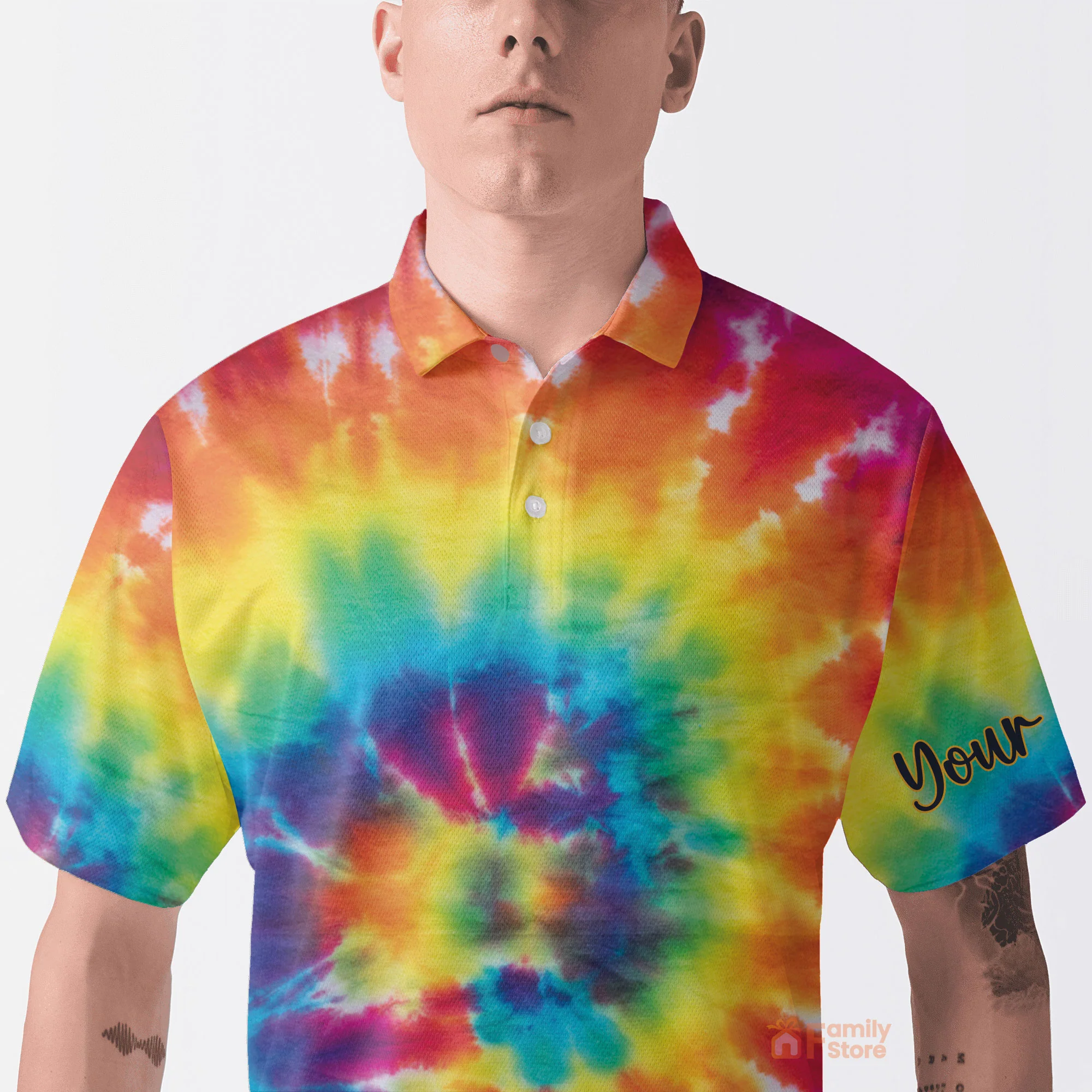 Personalized Colorful Tie Dye Background Golf Men Polo Shirt - Image 4