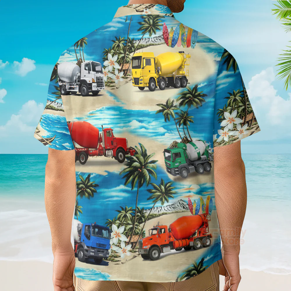 Concrete Mixer Truck Aloha - Hawaiian Shirts - Image 3