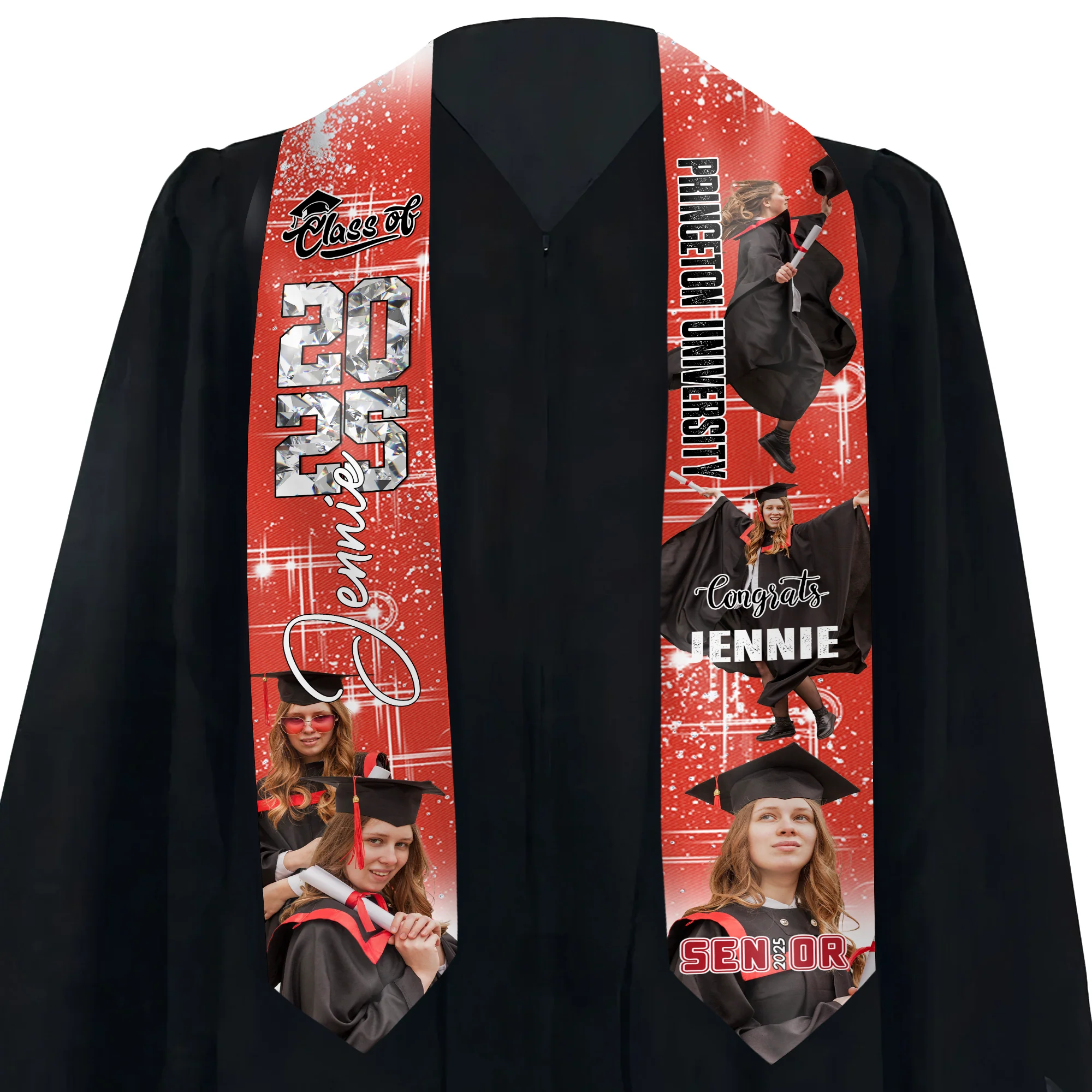 Congrats Glitter - Personalized Graduation Stoles - Graduation Gift, Senior Gift | Custom Photo NH96 - Image 5