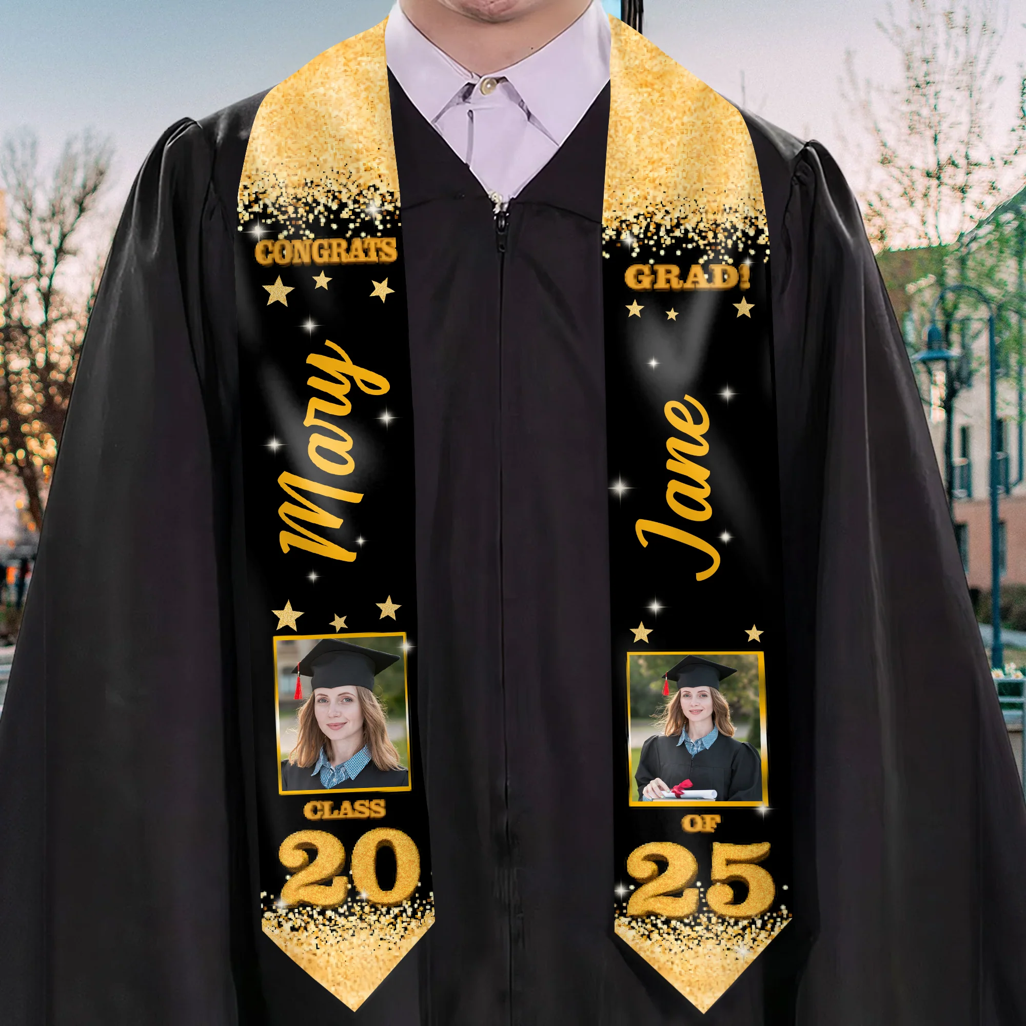 Congrats Graduation Glitter - Personalized Graduation Stoles - Graduation Gift, Senior Gift | Custom Photo NH96 - Image 2