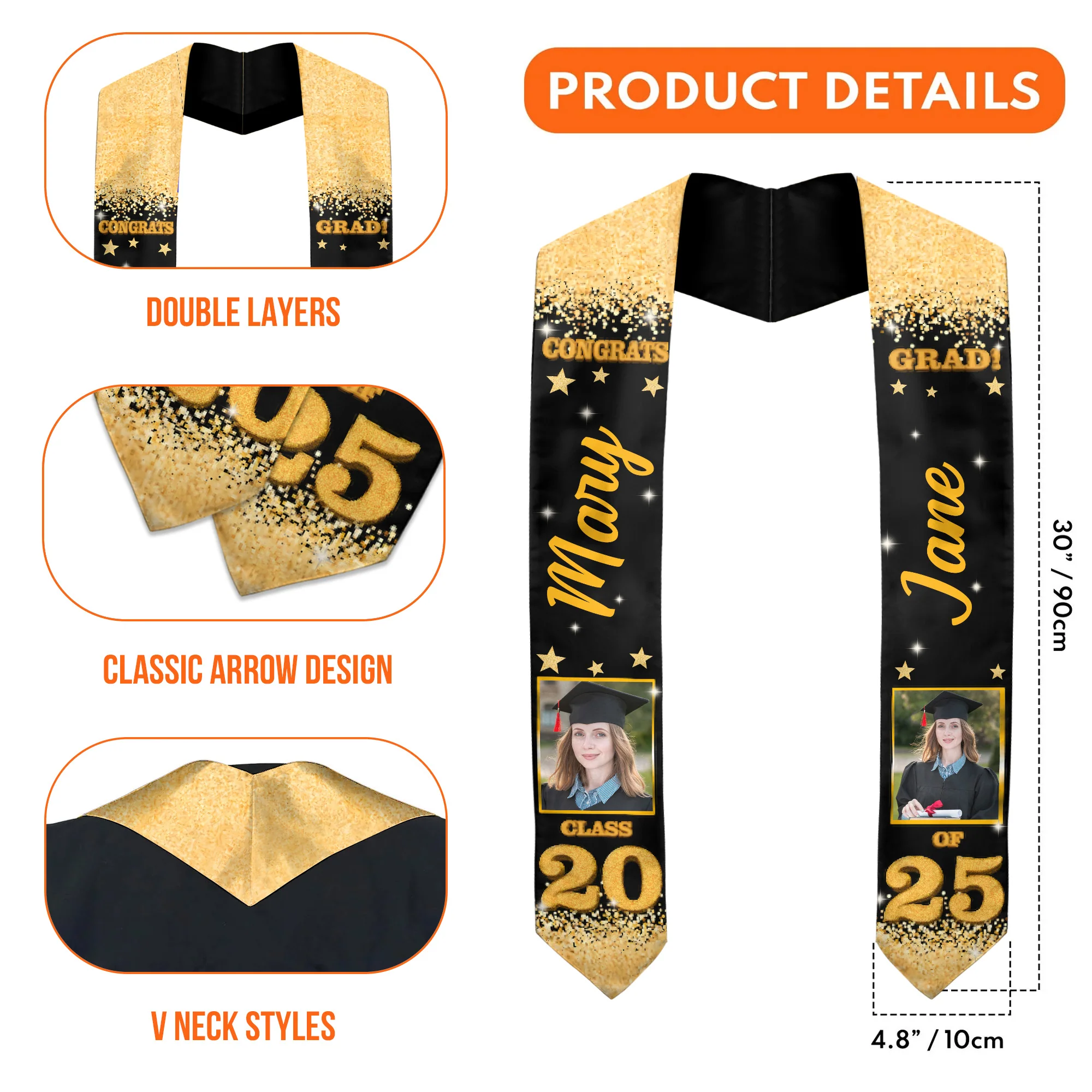Congrats Graduation Glitter - Personalized Graduation Stoles - Graduation Gift, Senior Gift | Custom Photo NH96 - Image 5