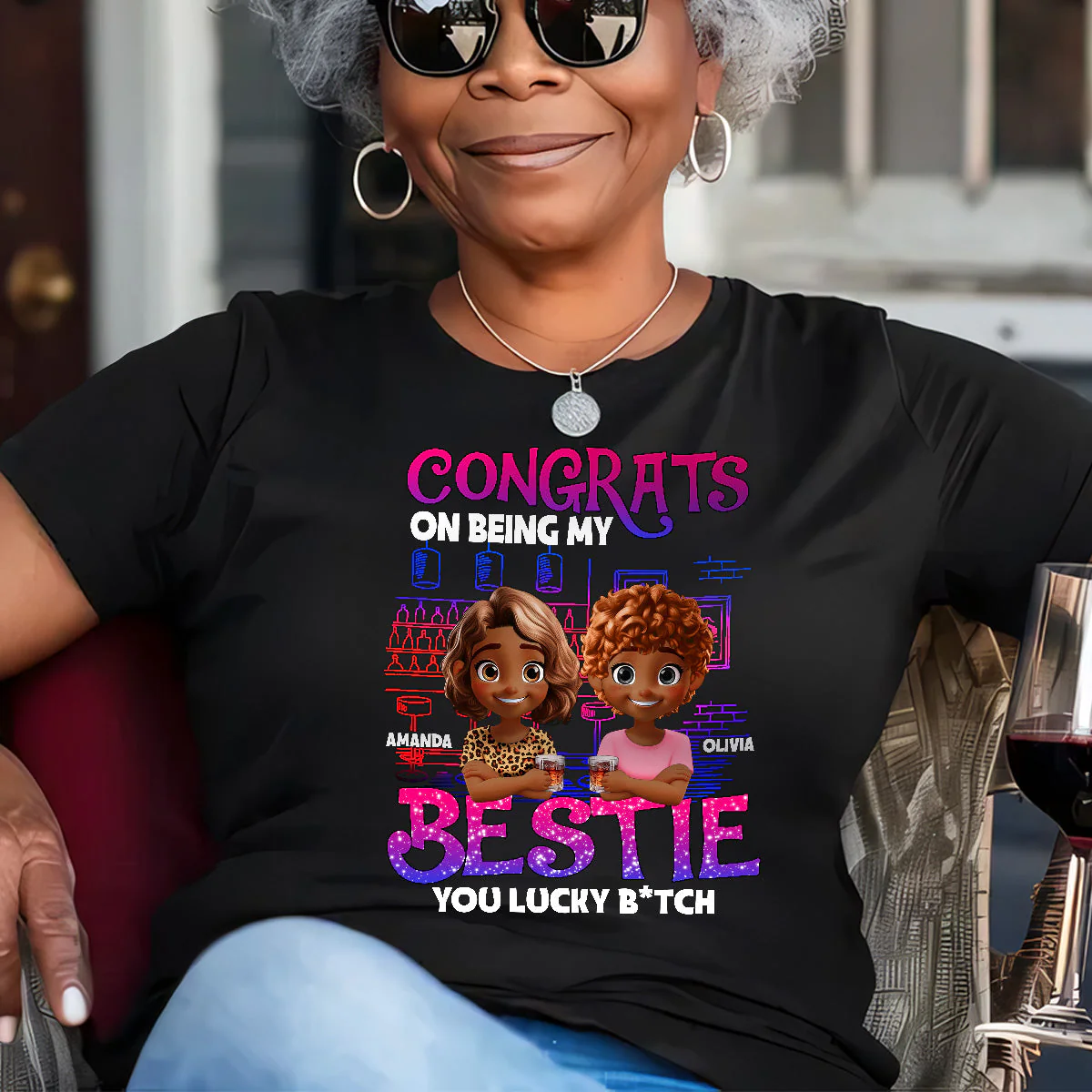 Congrats On Being My Bestie - Personalized TShirt - Gift For Besties, Friends | CLP16 HD95 - Image 3