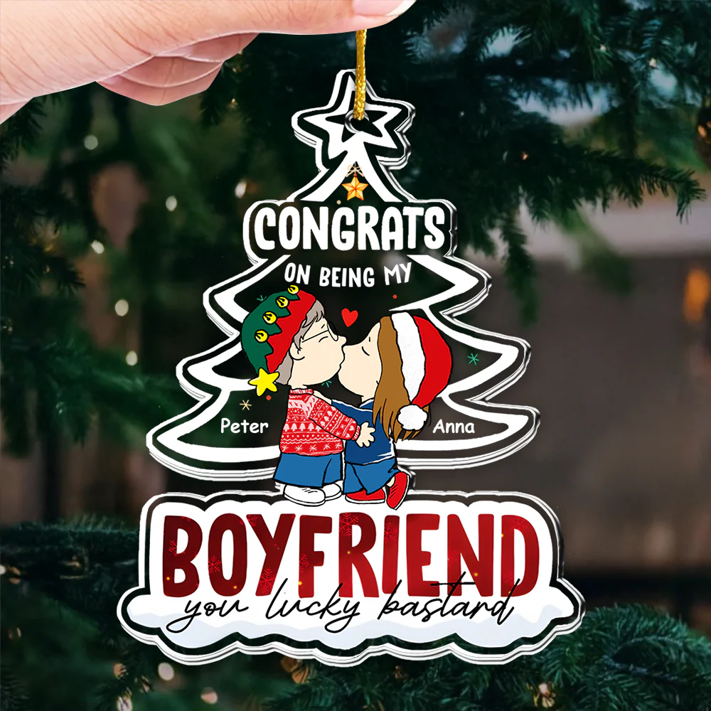 Congrats On Being My Boyfriend - Personalized Acrylic Ornament - Christmas Gift For Couples | CL45 NL122 - Image 3