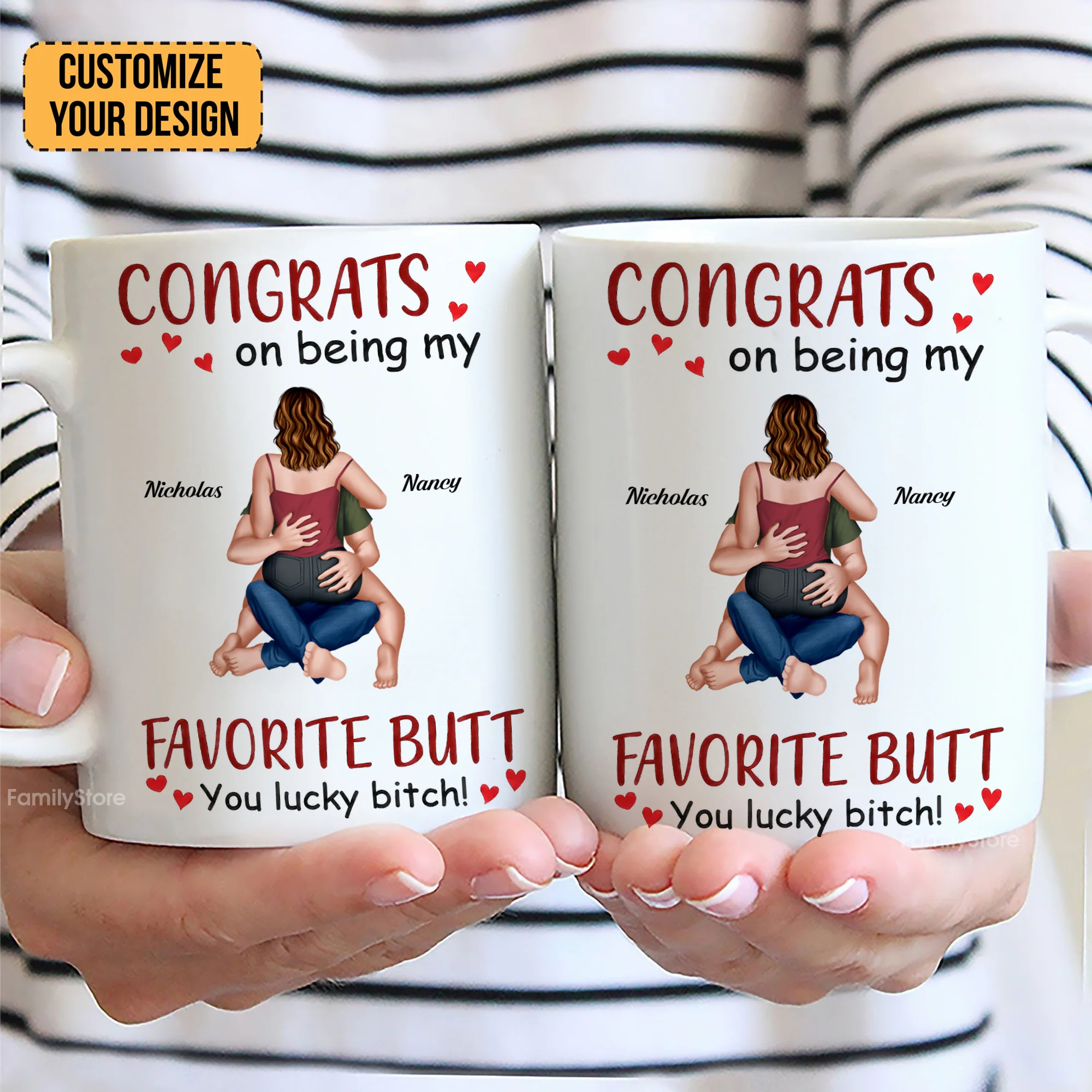 Congrats On Being My Favorite Butt - Personalized Ceramic Mug - Gift For Couple, Husband Wife - CL28 NH96 - Image 2