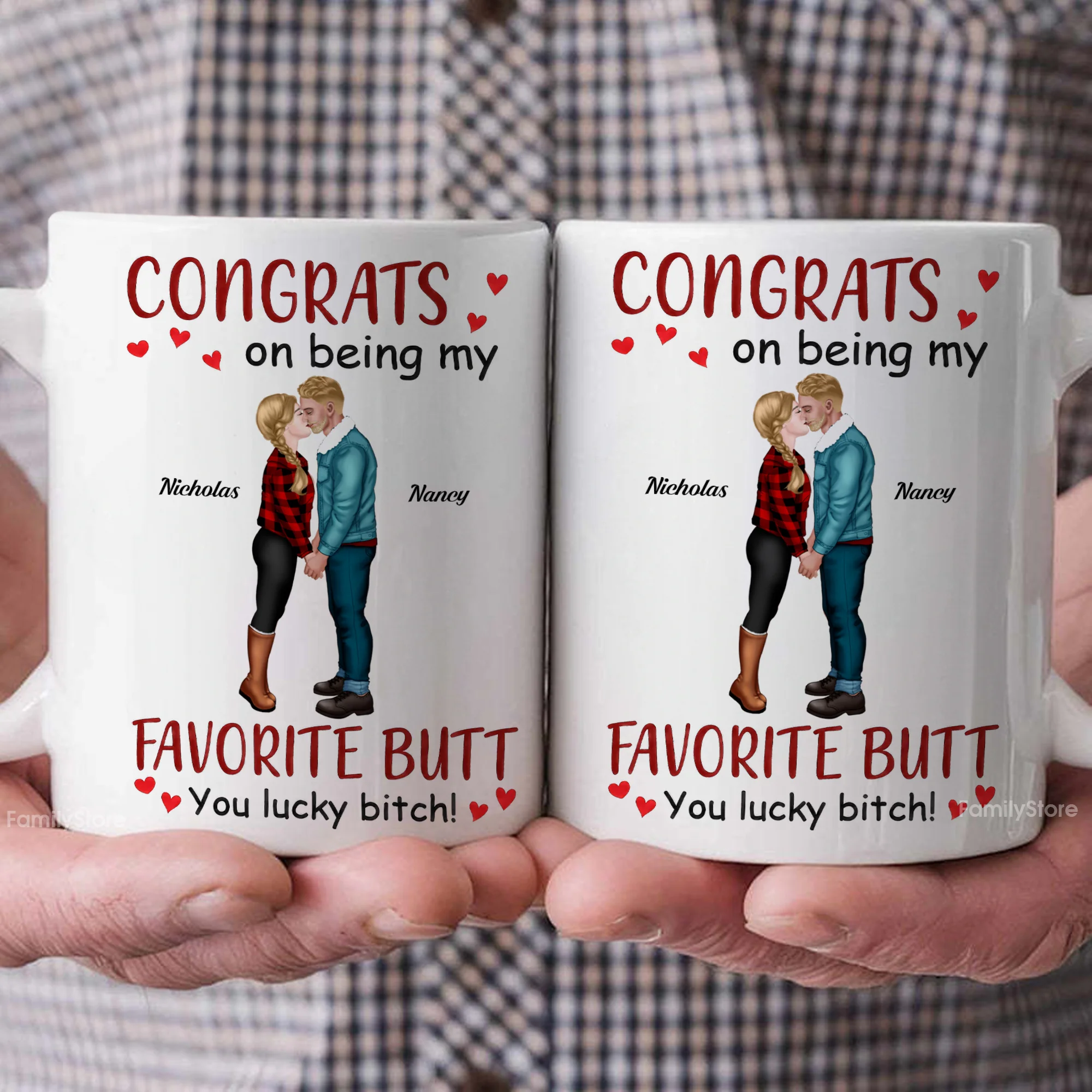 Congrats On Being My Favorite Butt - Personalized Ceramic Mug - Gift For Couple, Husband Wife - CL30 NH96 - Image 4