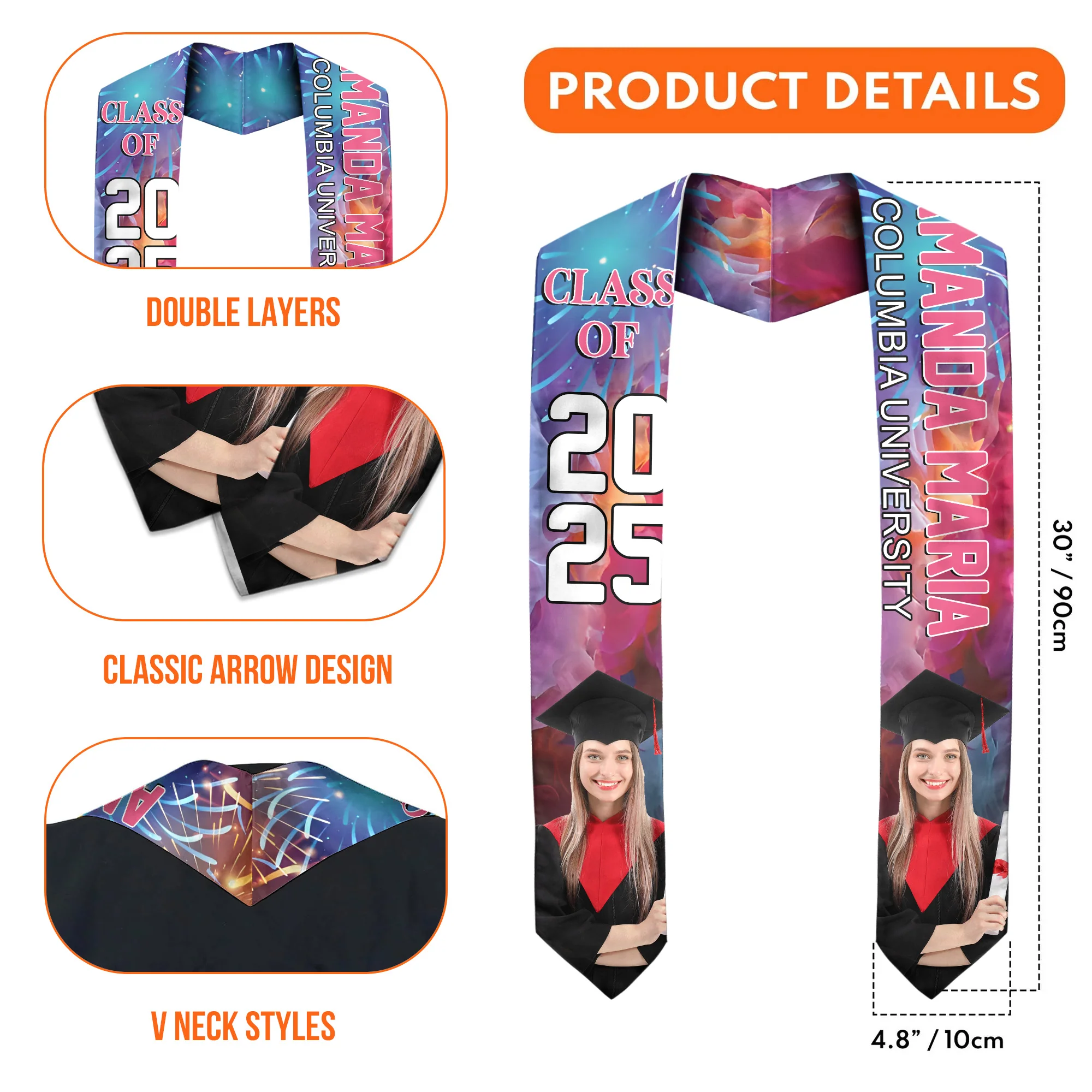 Congratulation Graduation - Personalized Graduation Stoles - Graduation Gift, Senior Gift | Custom Photo NH96 - Image 5