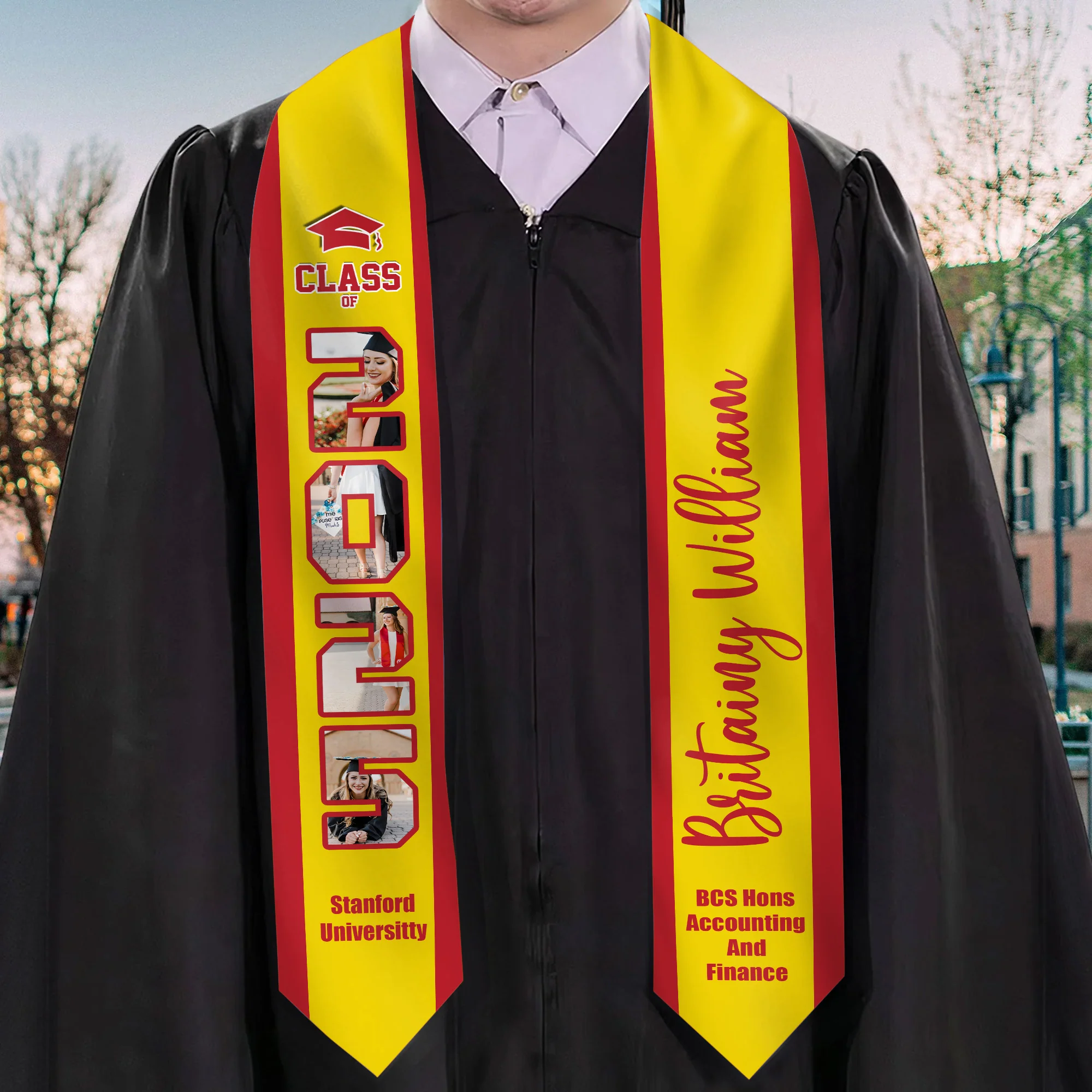 Congratulations Class of 2025 - Personalized Graduation Stoles - Graduation Gift, Senior Gift | Custom Photo NH96 - Image 2