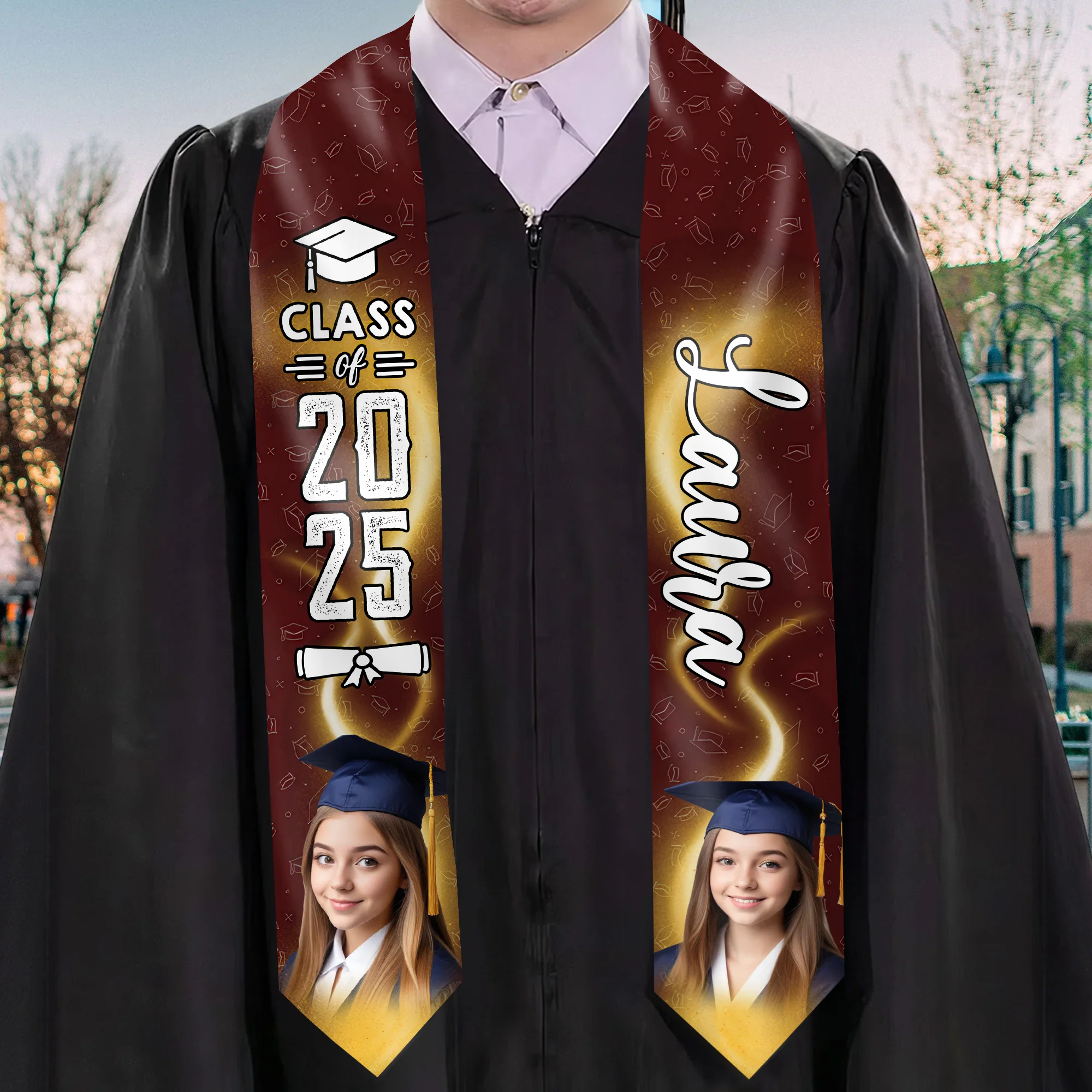 Congratulations On Graduating - Personalized Graduation Stoles - Graduation Gift, Senior Gift | Custom Photo NH96 - Image 2