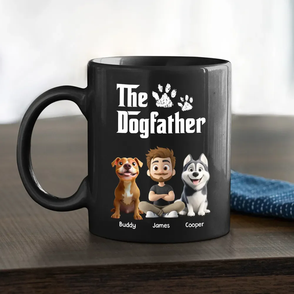 Cool Dog Father - Personalized Black Mug- Gift for Pet Owners, Dog Lovers, Dog Dad | CLP15.V2 HH01 - Image 2
