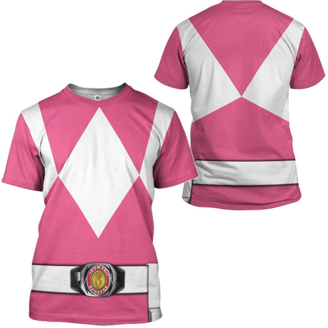 Cosplay Pink Mighty Morphin Power Ranger T-Shirts For Men PRHS31 - Image 2