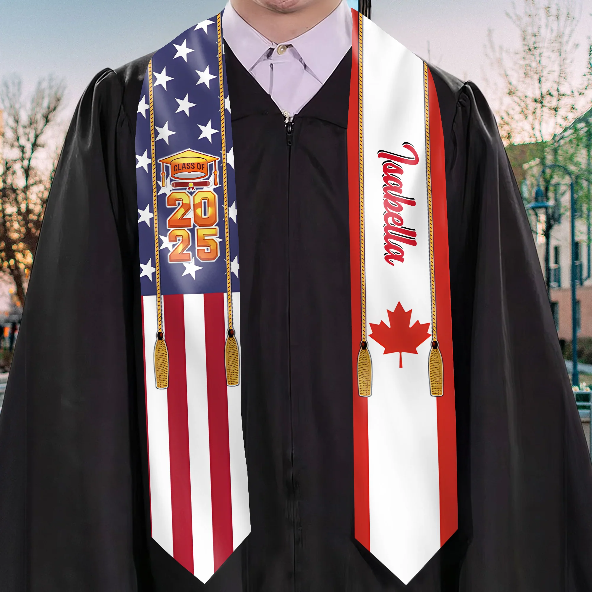Country Flag Class of 2025 - Personalized Graduation Stoles - Graduation Gift, Senior Gift | NH96 - Image 2