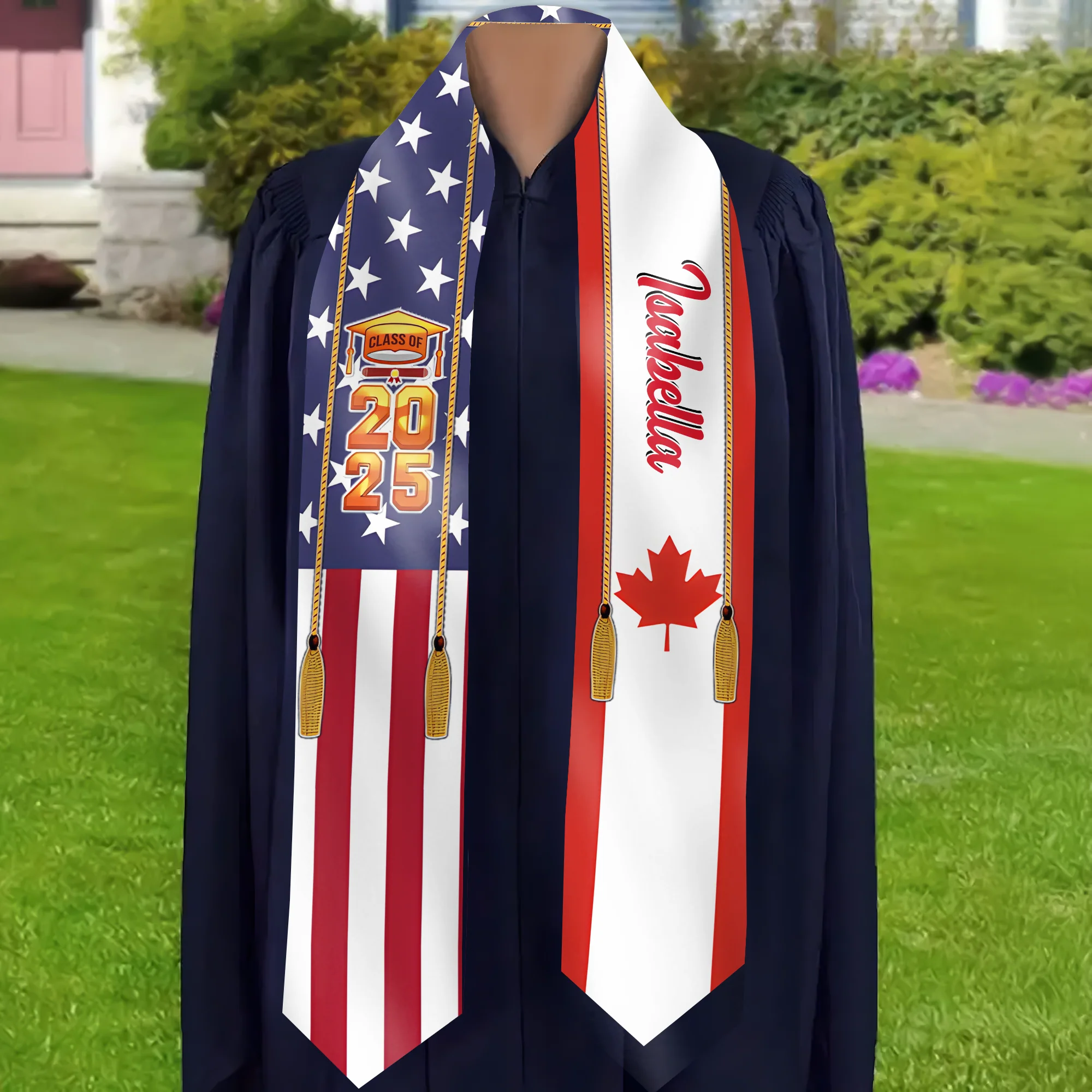 Country Flag Class of 2025 - Personalized Graduation Stoles - Graduation Gift, Senior Gift | NH96 - Image 3