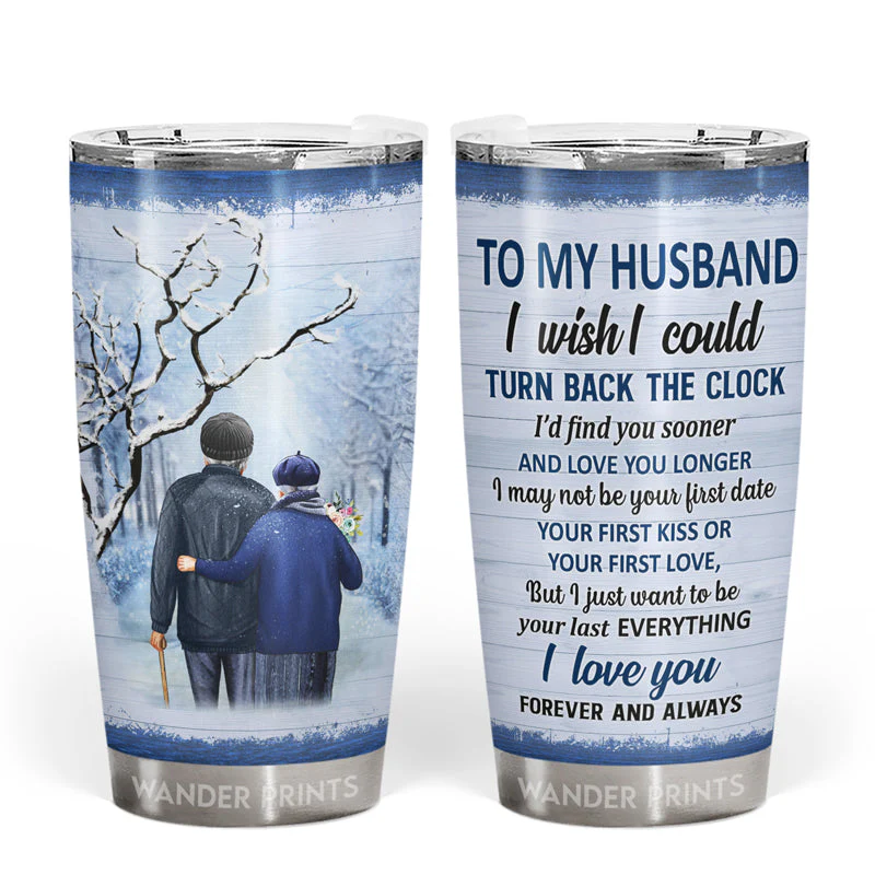 Couple Gifts, Birthday Gifts, Anniversary Gift, Grandparents Day Gifts - I Wish I Could Turn Back The Clock Winter, Old Couple Gift, Custom Tumbler, Travel Cup, Insulated 20oz Tumbler - Image 2