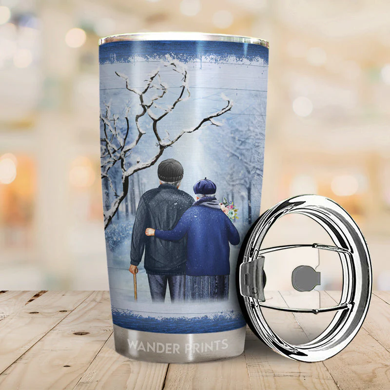 Couple Gifts, Birthday Gifts, Anniversary Gift, Grandparents Day Gifts - I Wish I Could Turn Back The Clock Winter, Old Couple Gift, Custom Tumbler, Travel Cup, Insulated 20oz Tumbler - Image 5