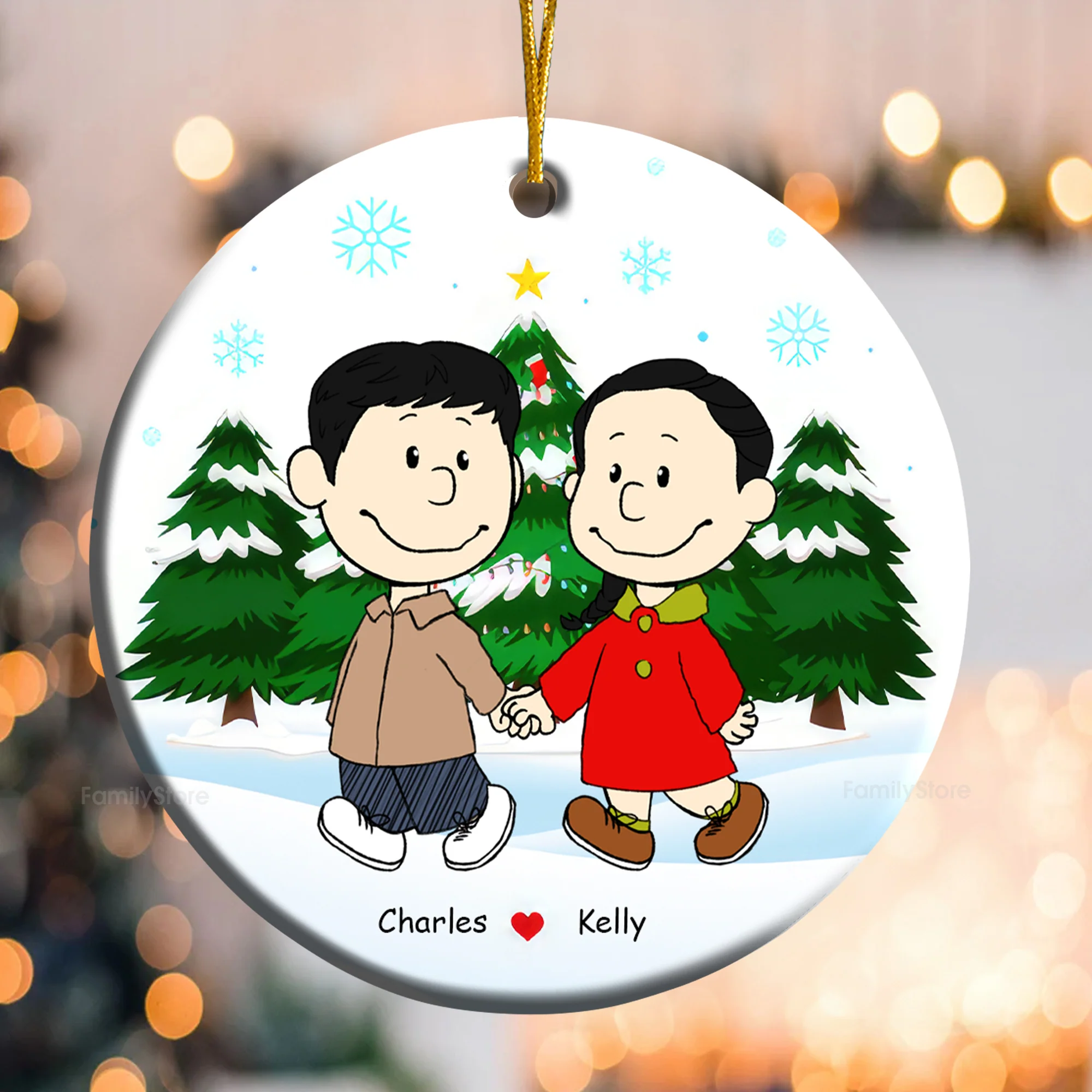 Couple Peanut Hand in Hand Christmas - Personalized Ceramic Ornament - Gift For Couple, Husband Wife - CL43 NH96 - Image 3