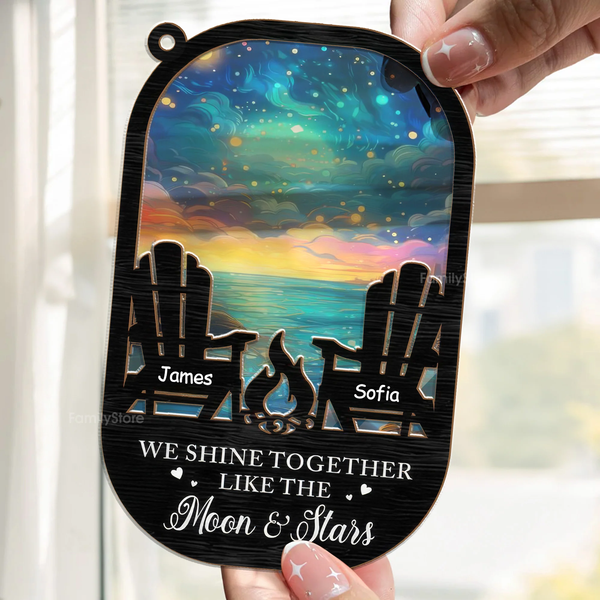 Couple We Shine Together - Gift For Camping Lovers - Personalized Window Hanging Window Hanging Suncatcher Ornament NA94 - Image 2