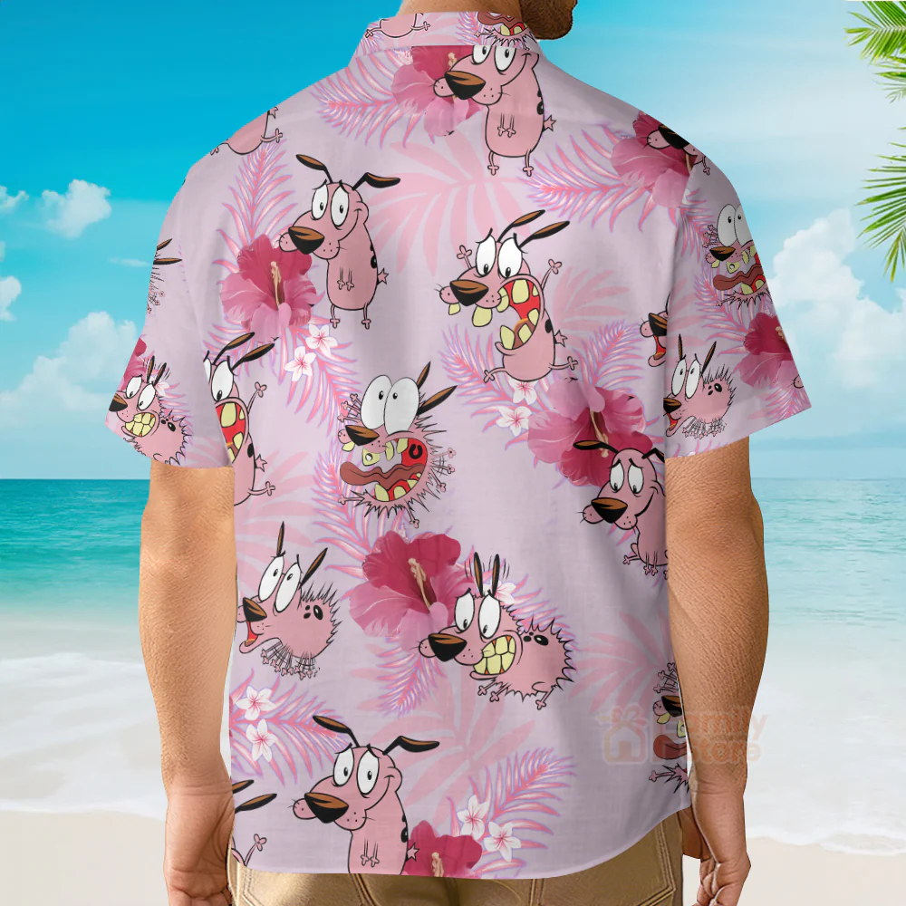 Courage The Cowardly Dog Floral Tropical Hawaiian Shirt - Image 5