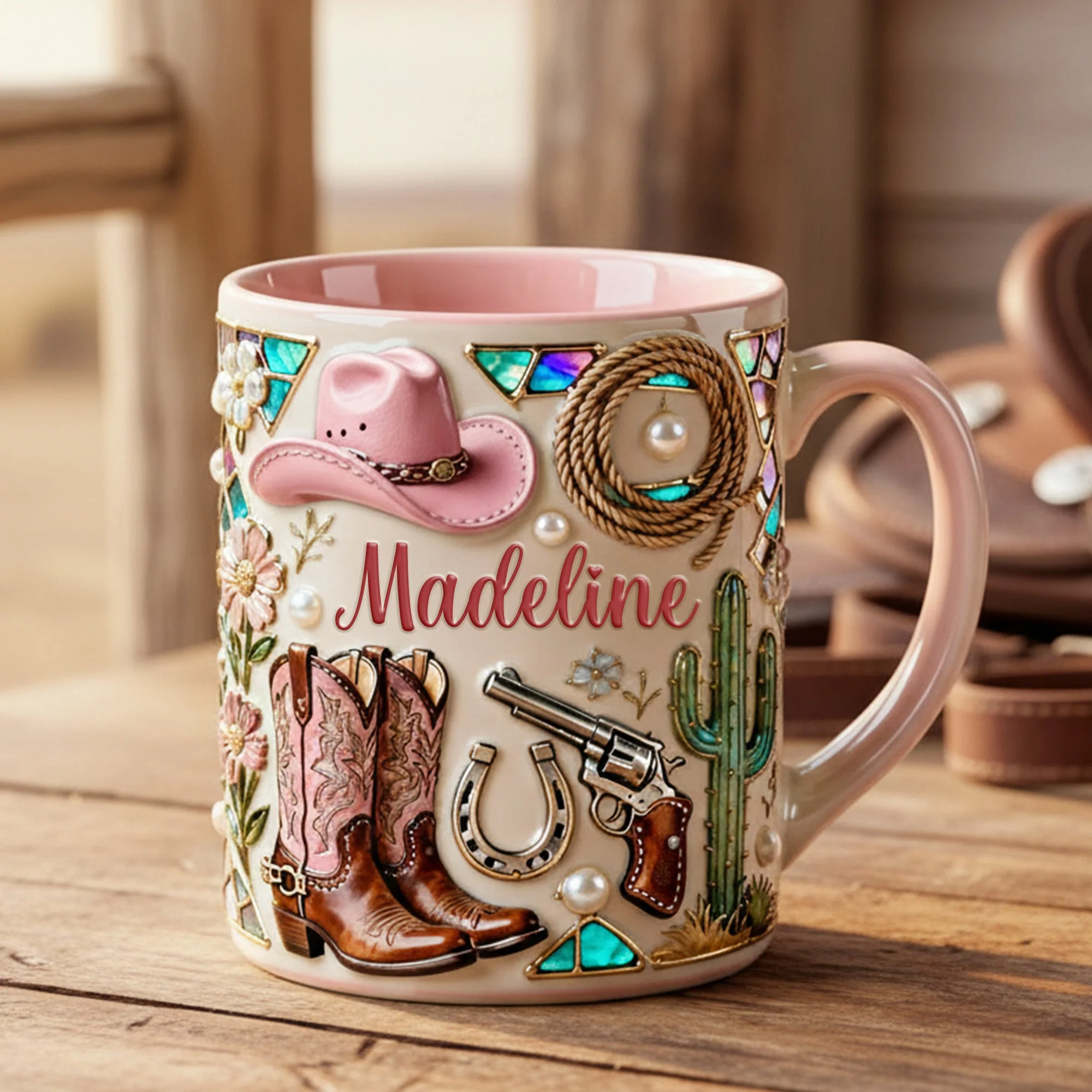 Cowgirl - Personalized Accent Mug - Gift For Her HH01 - Image 2