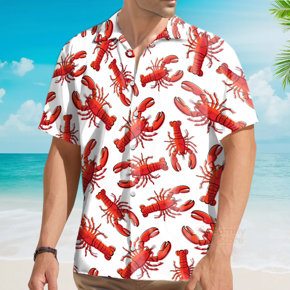 Crawfish Life Is Better With Red Lobster Seafood Red And White Aloha Hawaiian Shirts - Image 3