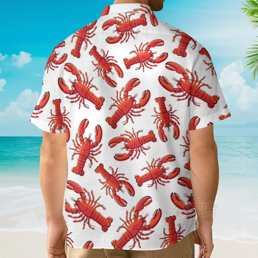 Crawfish Life Is Better With Red Lobster Seafood Red And White Aloha Hawaiian Shirts - Image 4
