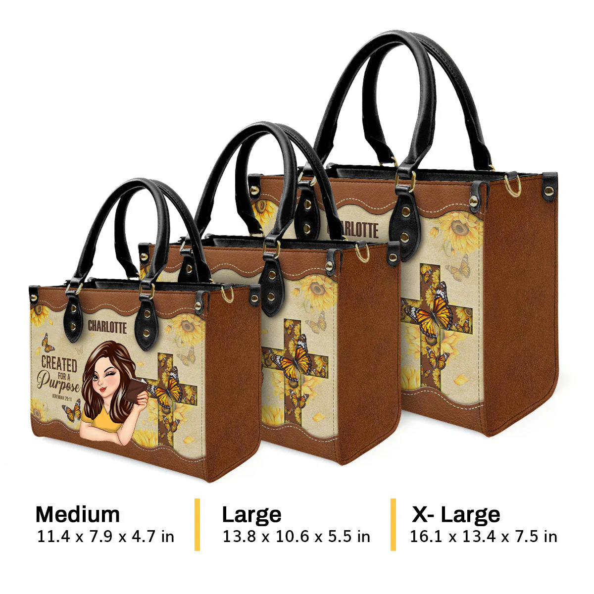 Created For A Purpose - Thoughtful Gift For Christians - Personalized Leather Handbag With Handle - AT4080733 - Image 4