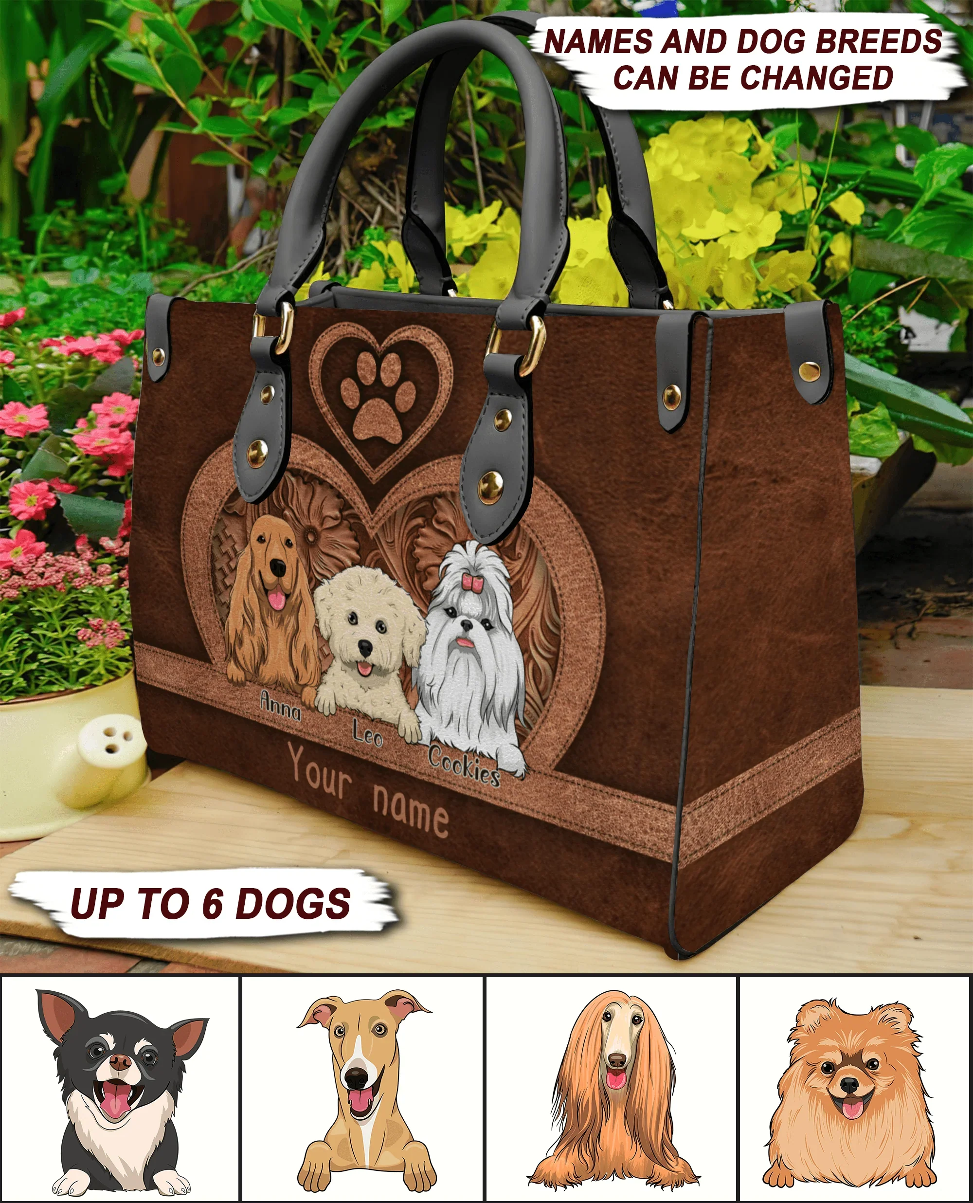 My Dog Is My Heart With Fur - Personalized Leather Handbag - Gift for Dog Lovers, Dog Mom | CLP14 - Image 2