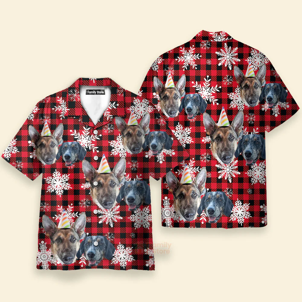 Custom Photo Funny Retro Dog Pet Face- Personalized Hawaiian Shirt - Image 4