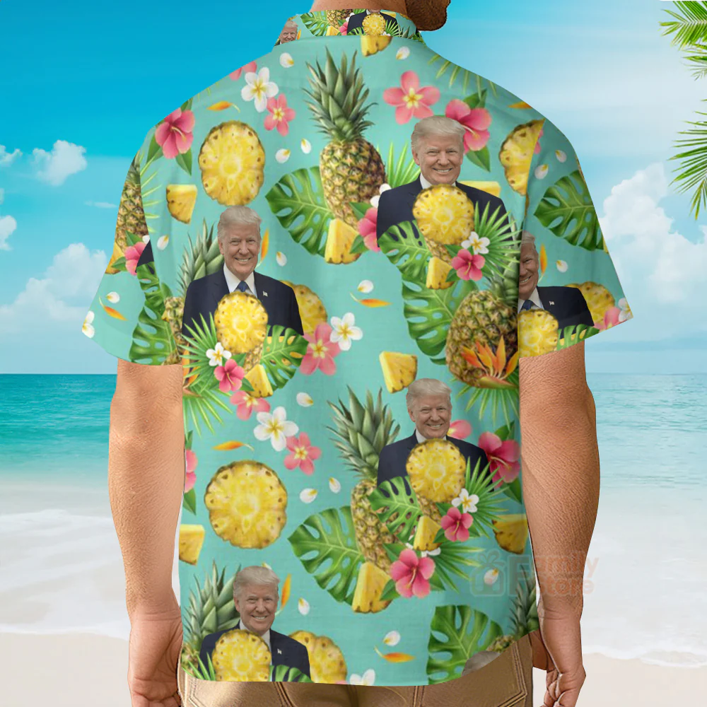 Custom Donald Trump Photo Tropical Style Hawaii Shirt - Image 12