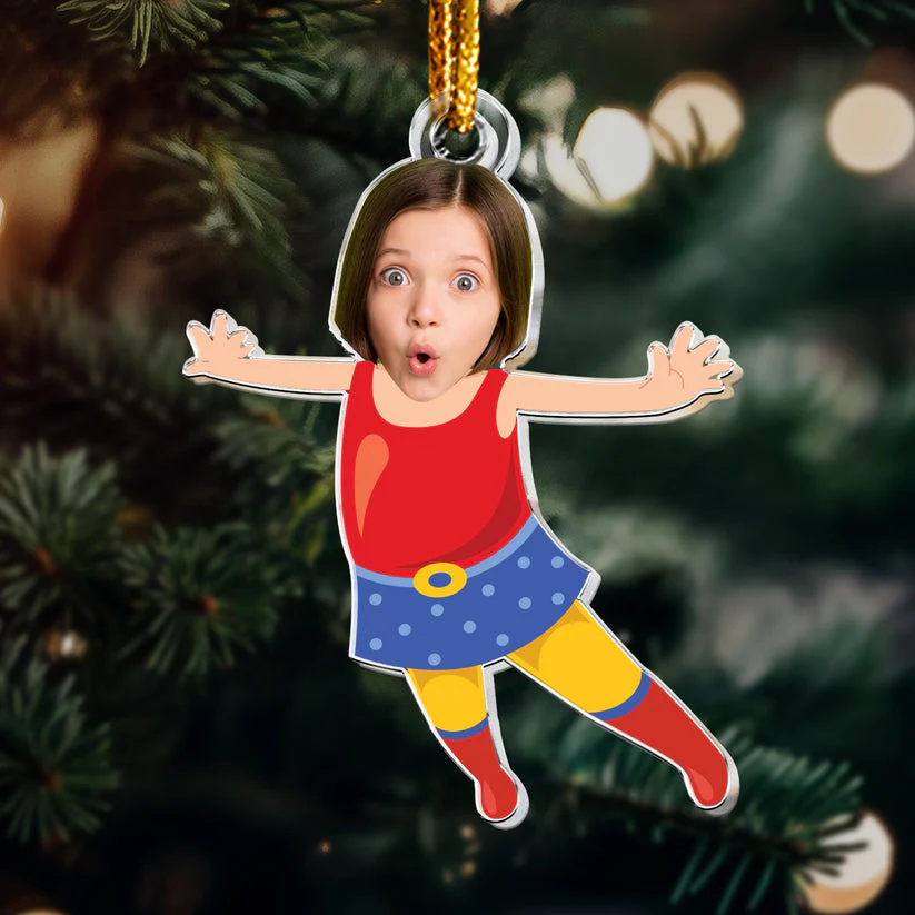 Custom Face For Kids Superheroes   - Gift For Family - Personalized Acrylic Photo Ornament NA94 - Image 3