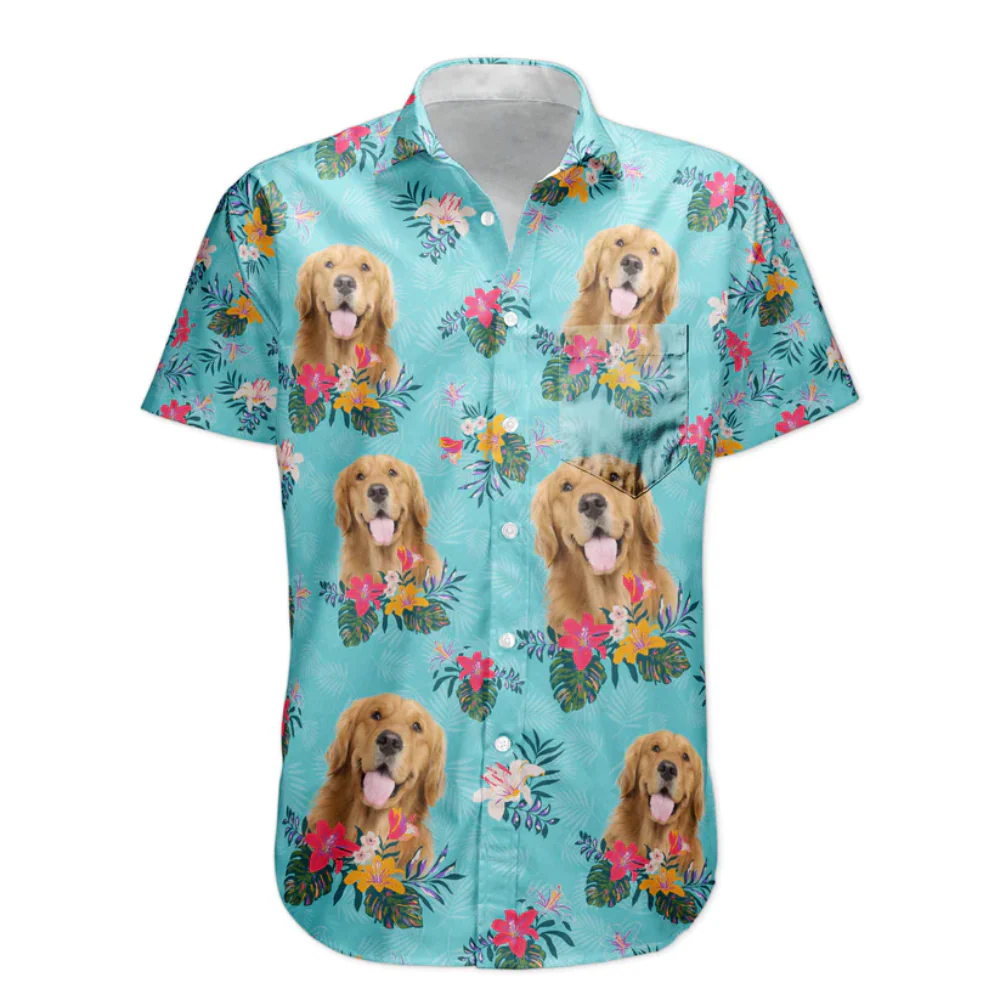 Custom Face Funny Photo Tropical - Gift For Pet Lovers - Personalized Hawaiian Shirt - Image 3