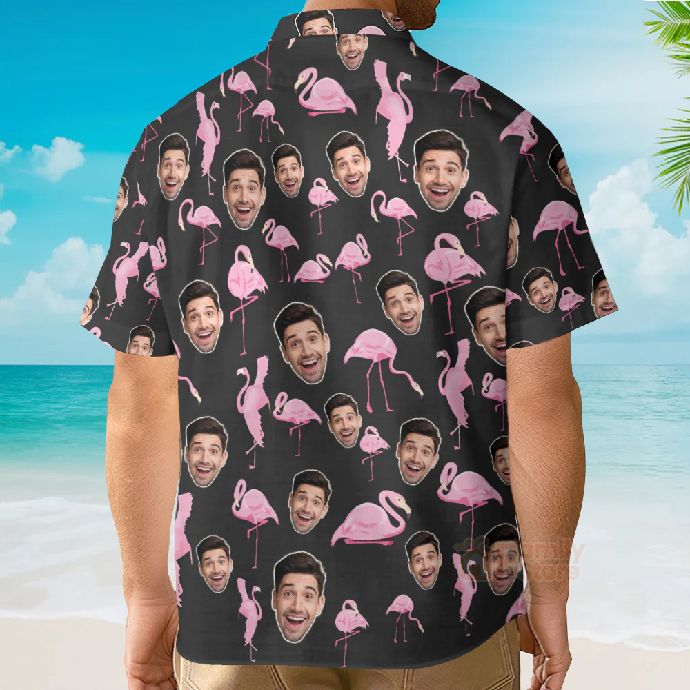 Custom Photo Flamingo Floral Beach Men Husband - Custom Photo Hawaiian Shirt - Image 4