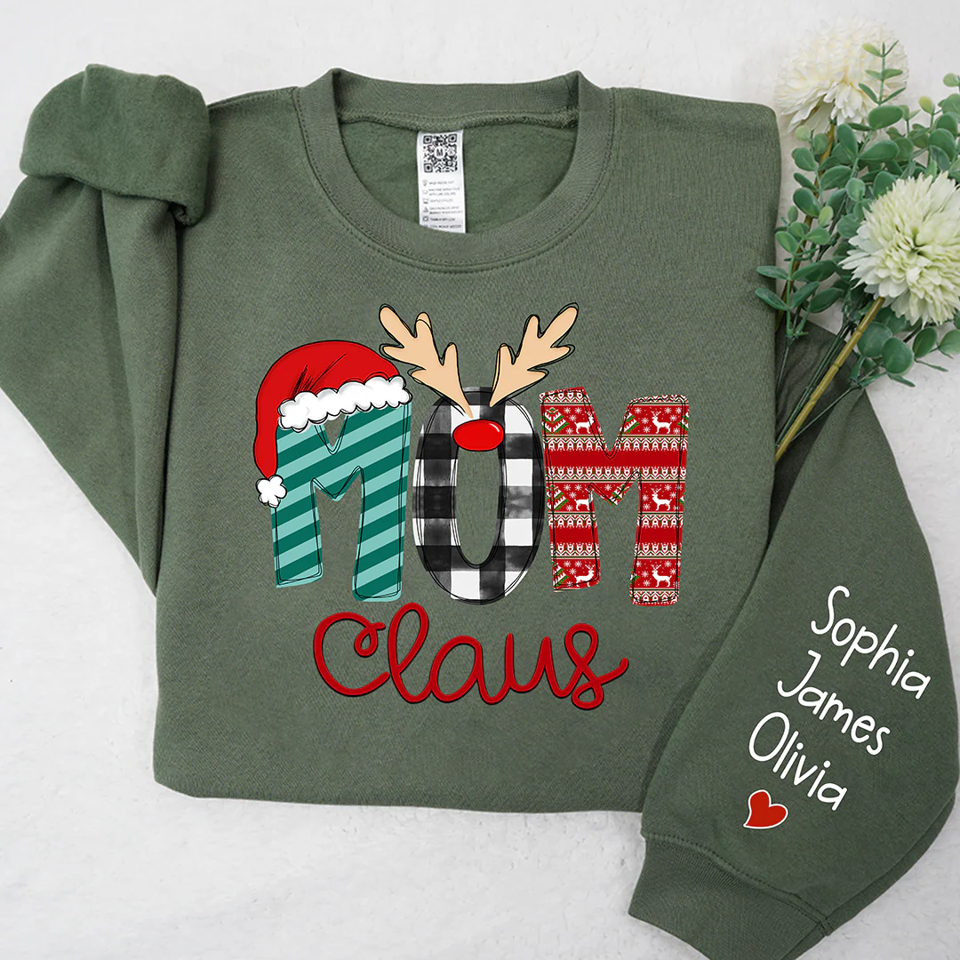 Custom Family Name Mom 2 Claus - Personalized Sweatshirt - Best Christmas Gift For Grandma, Mom, Family Member - NH96 - Image 11